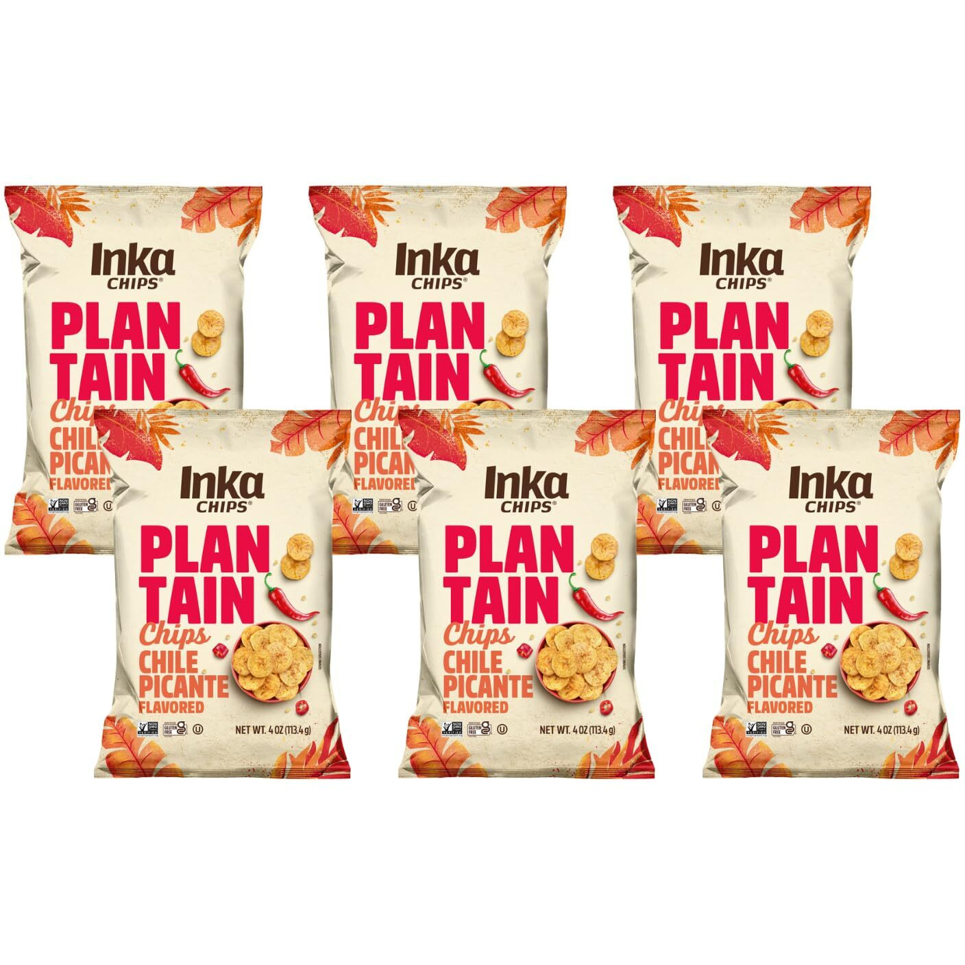 Inka Crops Inka Chips- Chile Picante Plantain Chips,4 Ounce (Pack Of 6)