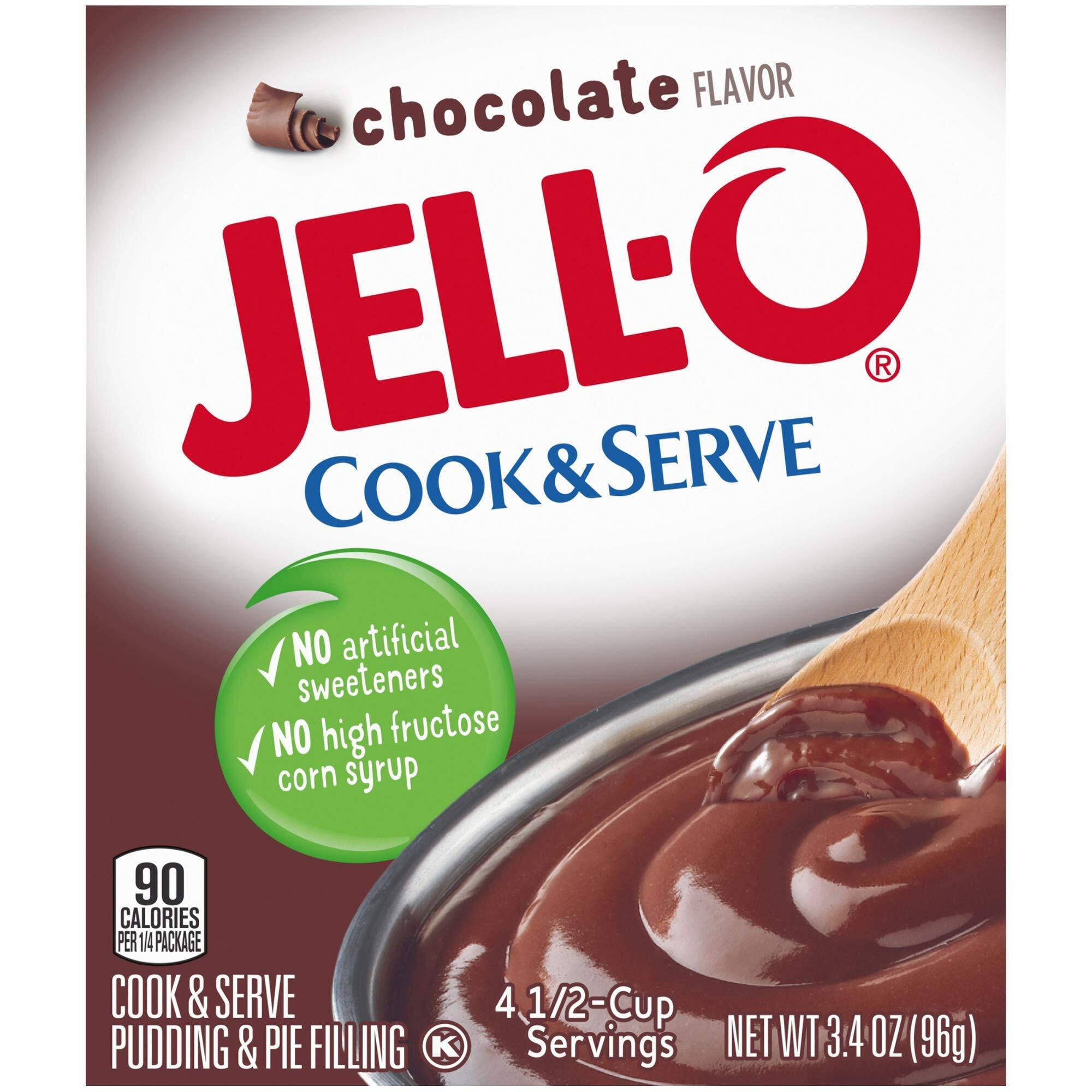 Jell-O Chocolate Cook & Serve Pudding & Pie Filling 3.4 Oz (96G) 4-Pack