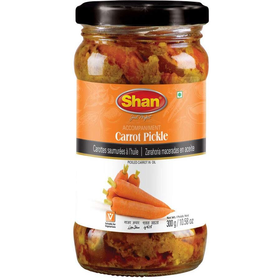 Shan Carrot Pickle 10.58 Oz (300G) - Pickled Carrot In Oil - Rich Blends Of Spices - Perfect Accompaniment To Everyday Meals - Suitable For Vegetarians - Airtight Pet Jar