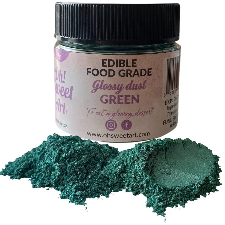 Oh Sweet Art Glossy Luster Dust Edible 7G (0.25Oz) Choose Your Color (Green)