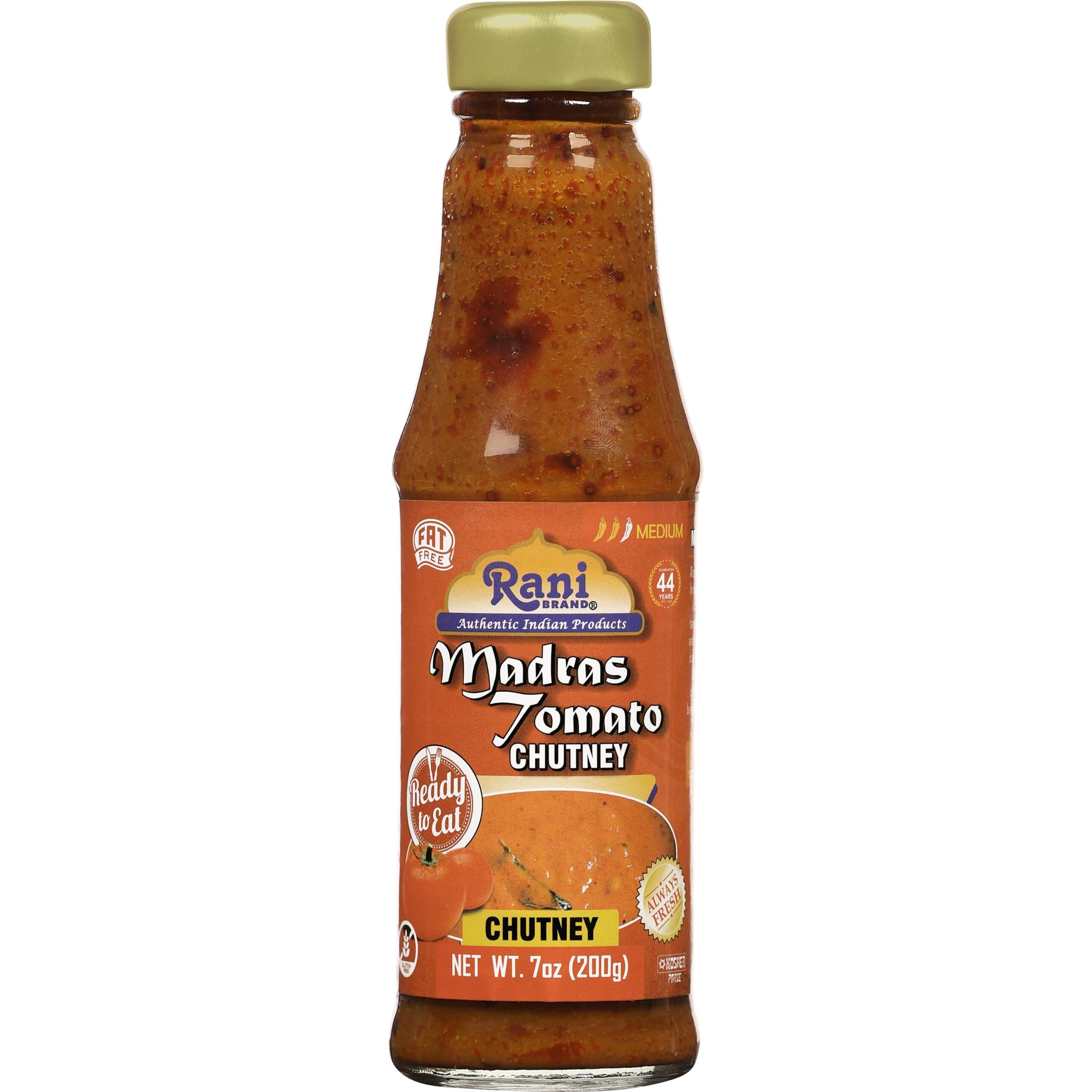 Rani Madras Tomato Chutney 7Oz (200G) Glass Jar, Ready To Eat, Vegan ~ Gluten Free | Non-Gmo | Kosher | No Colors | Indian Origin