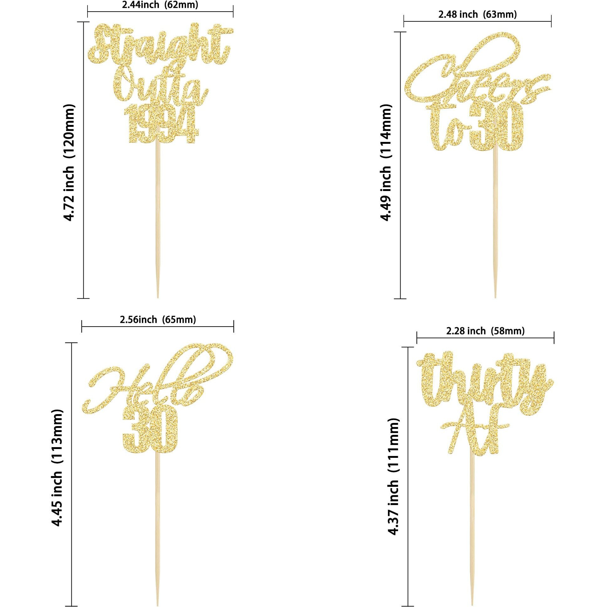 Gyufise 48 Pack Gold Glitter Hello 30 Cupcake Toppers Glitter Thirty Cheers To 30 Straight Outta 1994 Cupcake Picks For 30Th Birthday Anniversary Party Cake Decorations Supplies