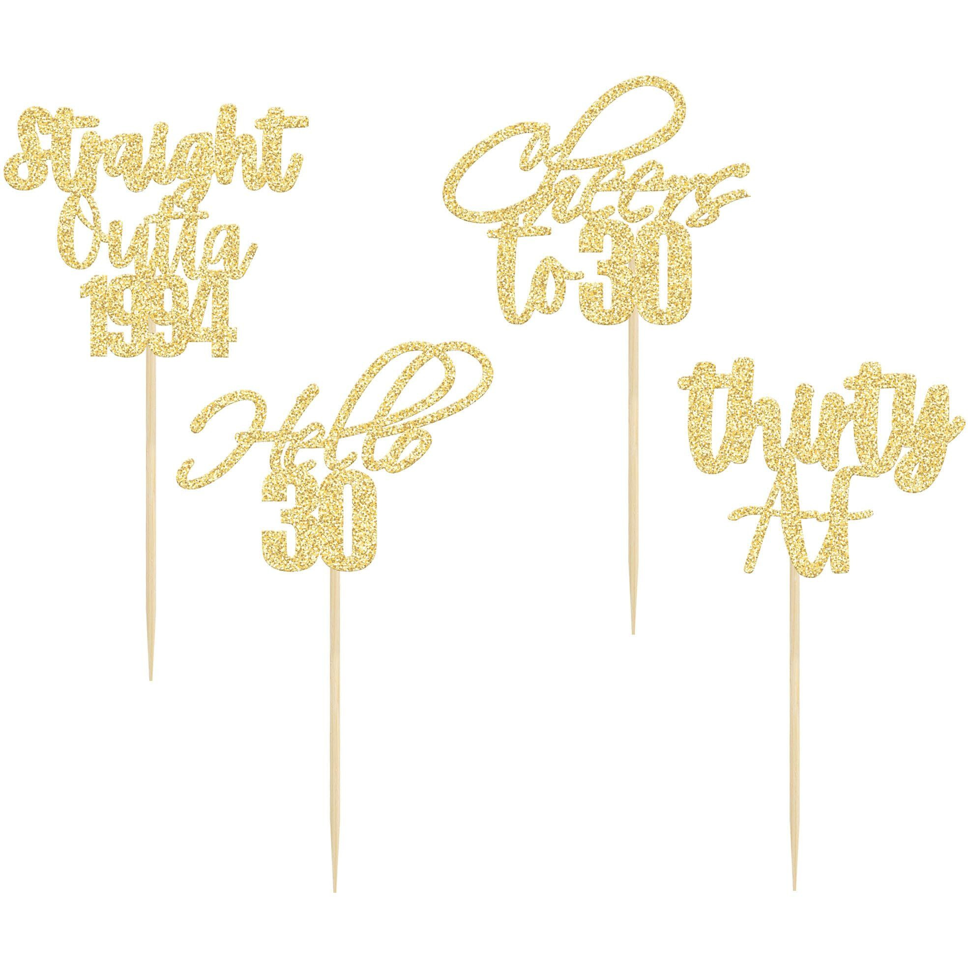 Gyufise 48 Pack Gold Glitter Hello 30 Cupcake Toppers Glitter Thirty Cheers To 30 Straight Outta 1994 Cupcake Picks For 30Th Birthday Anniversary Party Cake Decorations Supplies