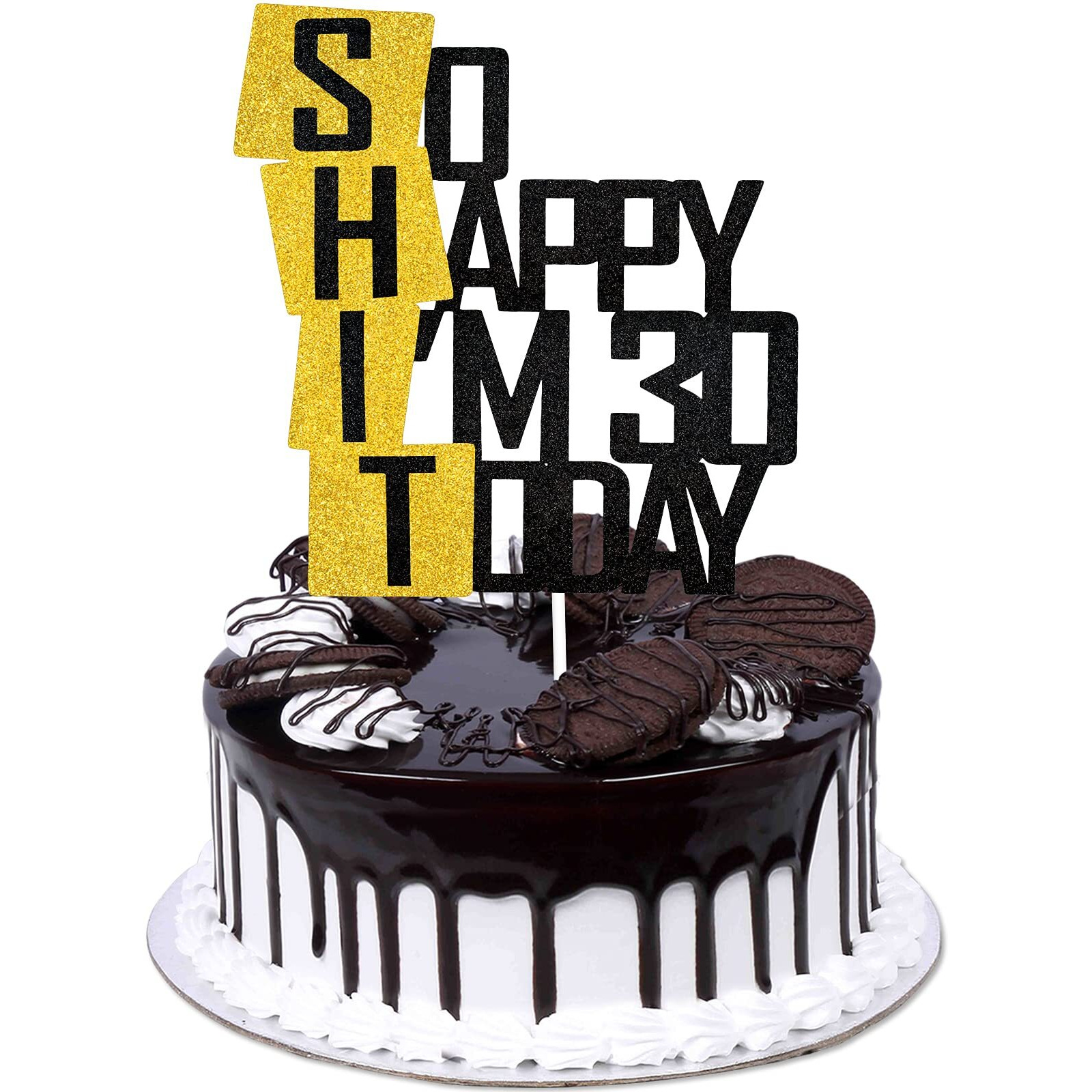Funny So Happy I'M 30 Today Cake Topper - Glitter Fabulous Thirty Years Birthday Cake D  Cor - Cheers To Dirty 30Th Birthday Party Decoration