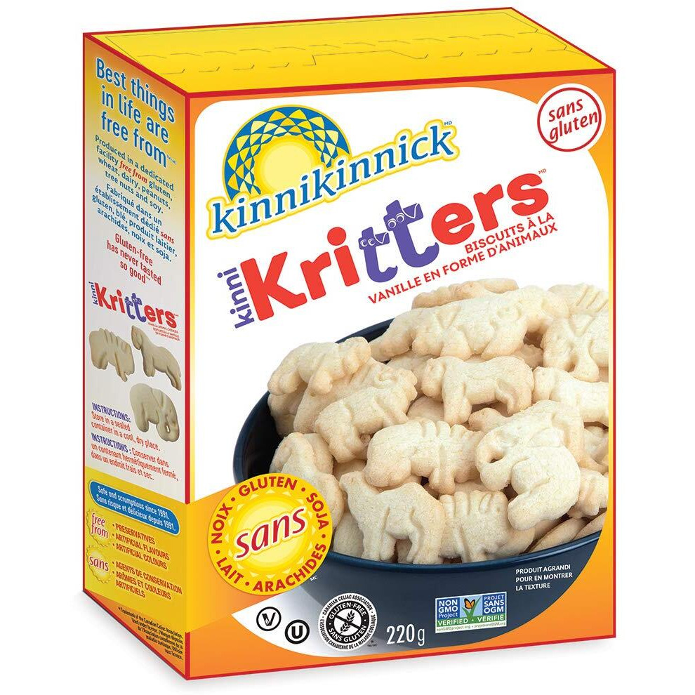 Kinnikinnick - Kinnikritters Animal Cookies - Gluten Free, Allergy Friendly Vegan Animal Crackers - 8 Oz. Box
