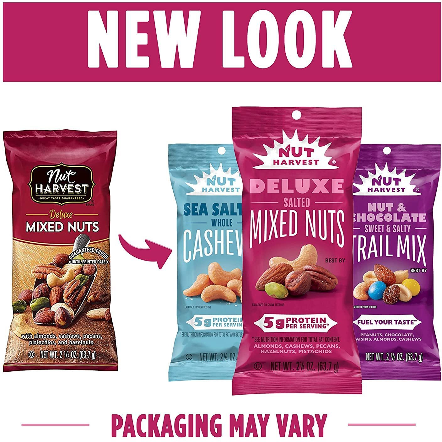 Nut Harvest, Sweet & Salty Cashews Variety Pack, 2.25 Ounce (Pack Of 16)