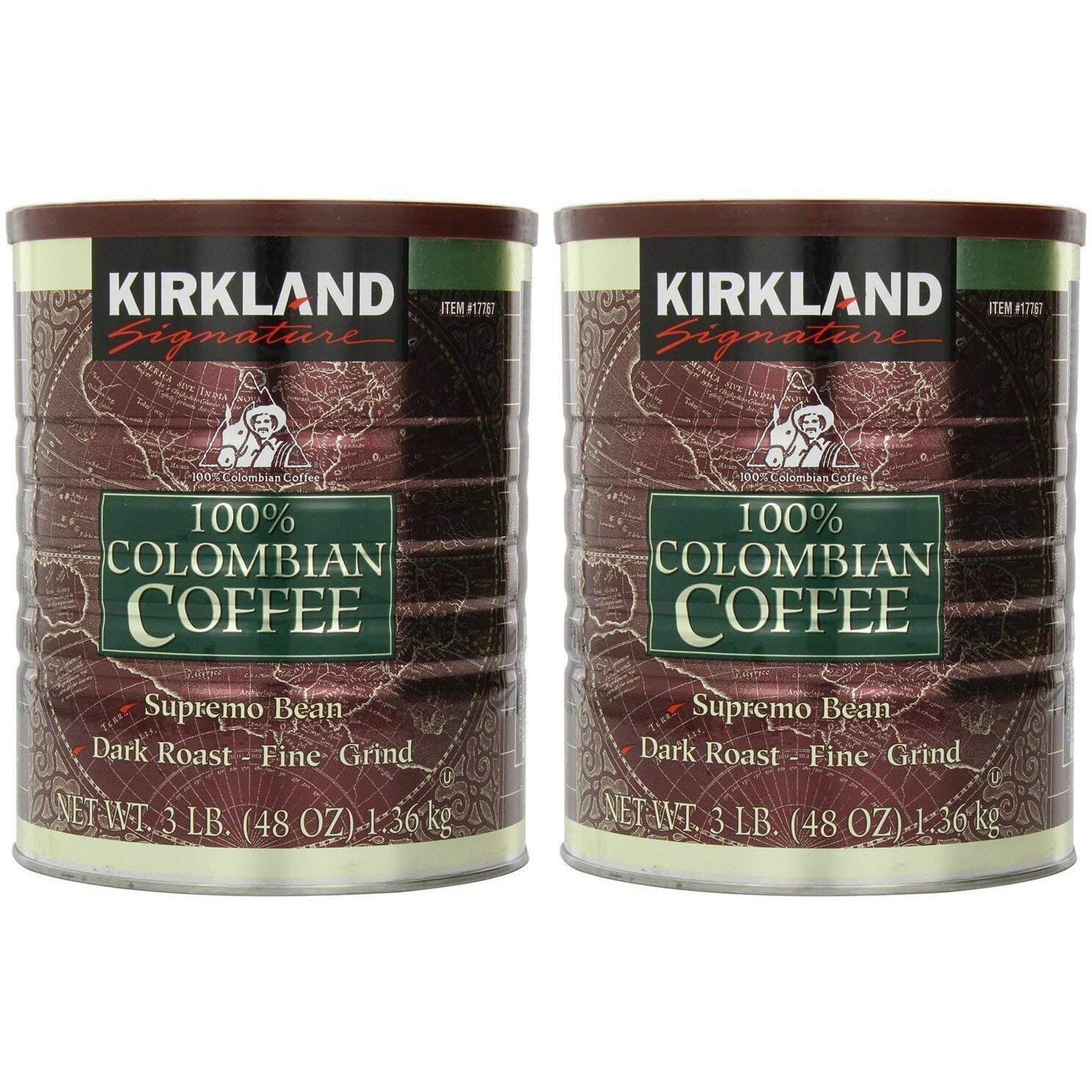 Kirkland Signature 100% Colombian Coffee Supremo Bean Dark Roast-Fine Grind (Family Bundle)