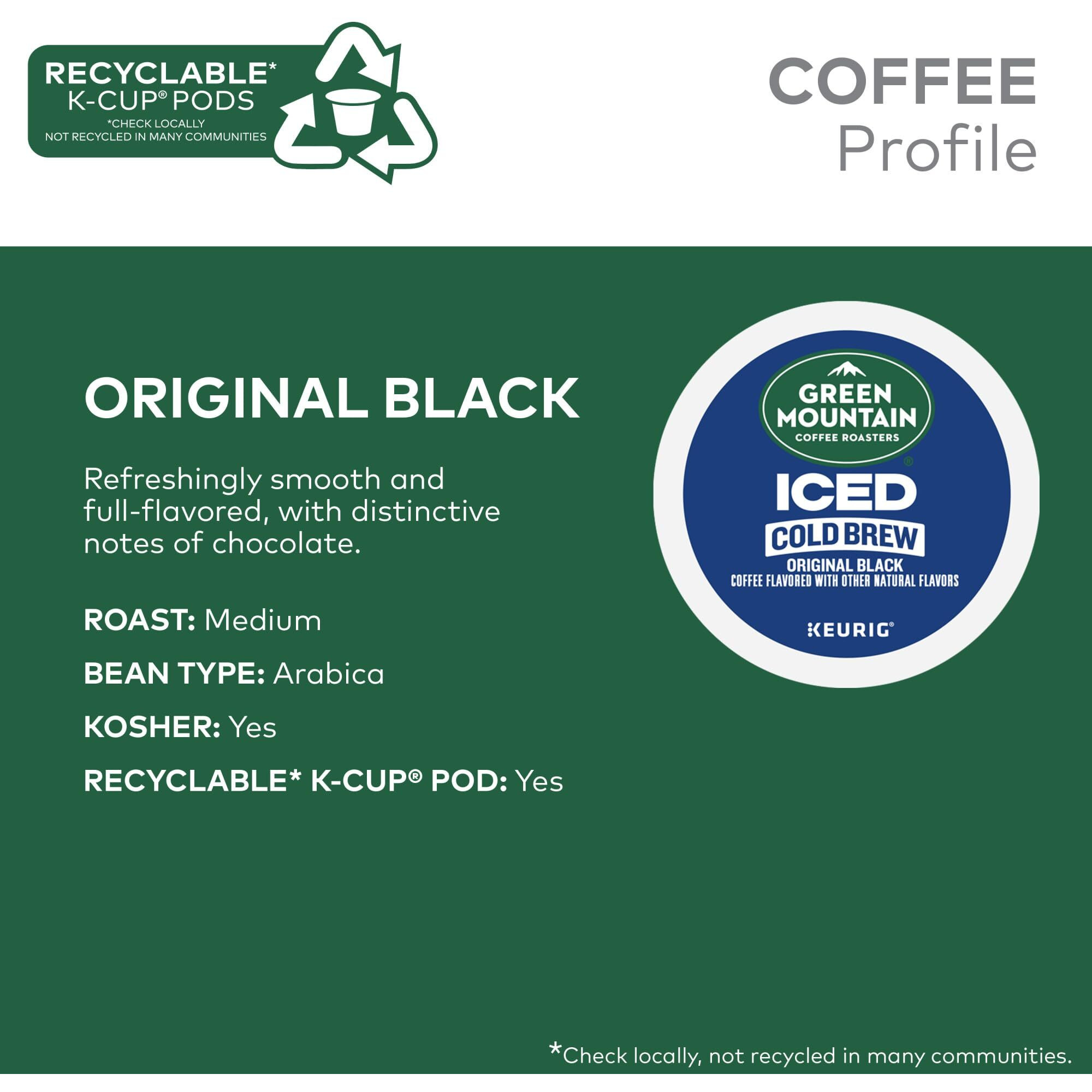 Green Mountain Coffee Roasters Original Black Iced Cold Brew Coffee, Single Serve Keurig K-Cup Pods, 20-Count Box