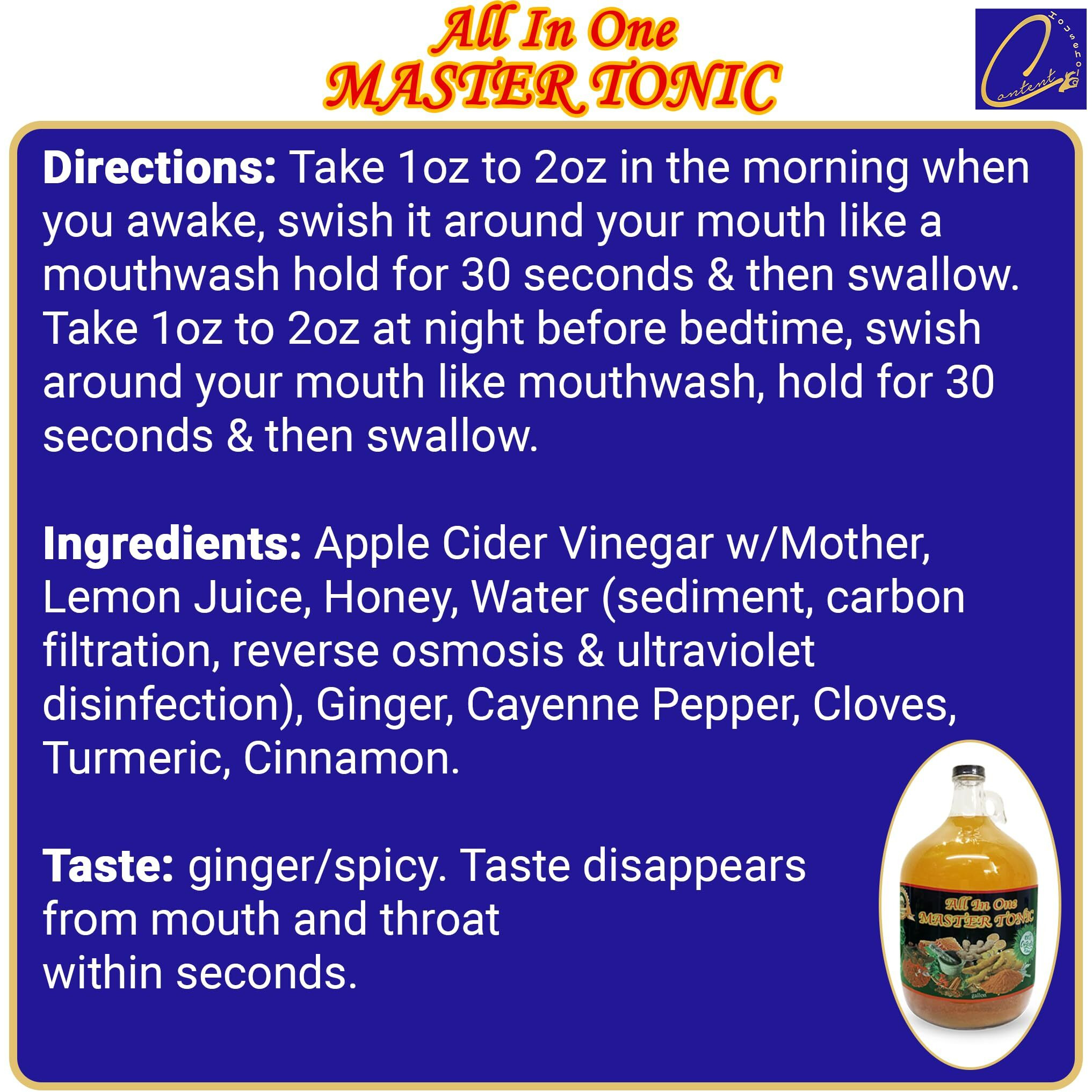 128Oz| Kosher| B Apple Cider Vinegar W/The Mother | All In One Master Tonic Shots Cinnamon, Cloves, Lemon, Ginger, Turmeric, Cayenne Pepper, Honey, Water |Usda Certified Organic |Fire Cider