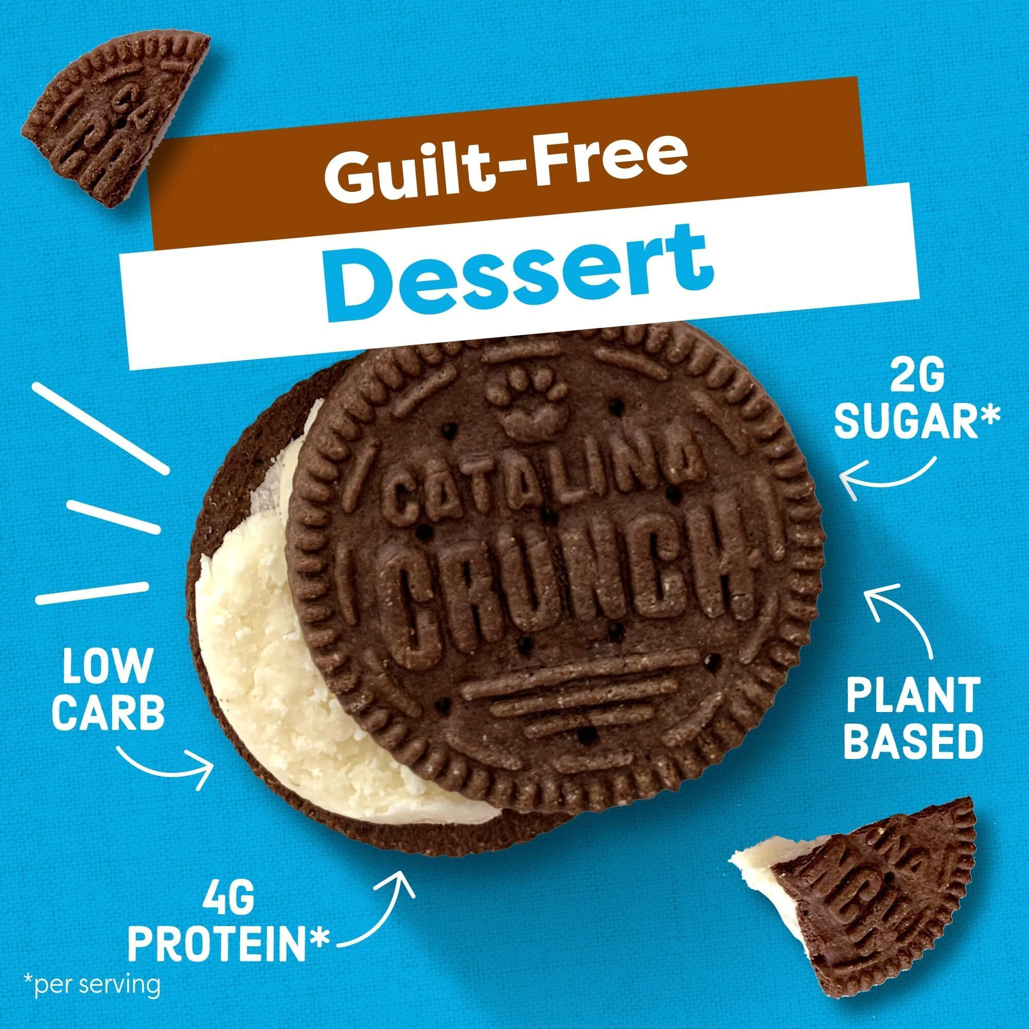 Catalina Crunch Chocolate Vanilla Sandwich Cookies, 8.9 Oz (21 Cookies) | Low Carb, Low-Sugar Snacks, Keto Snacks