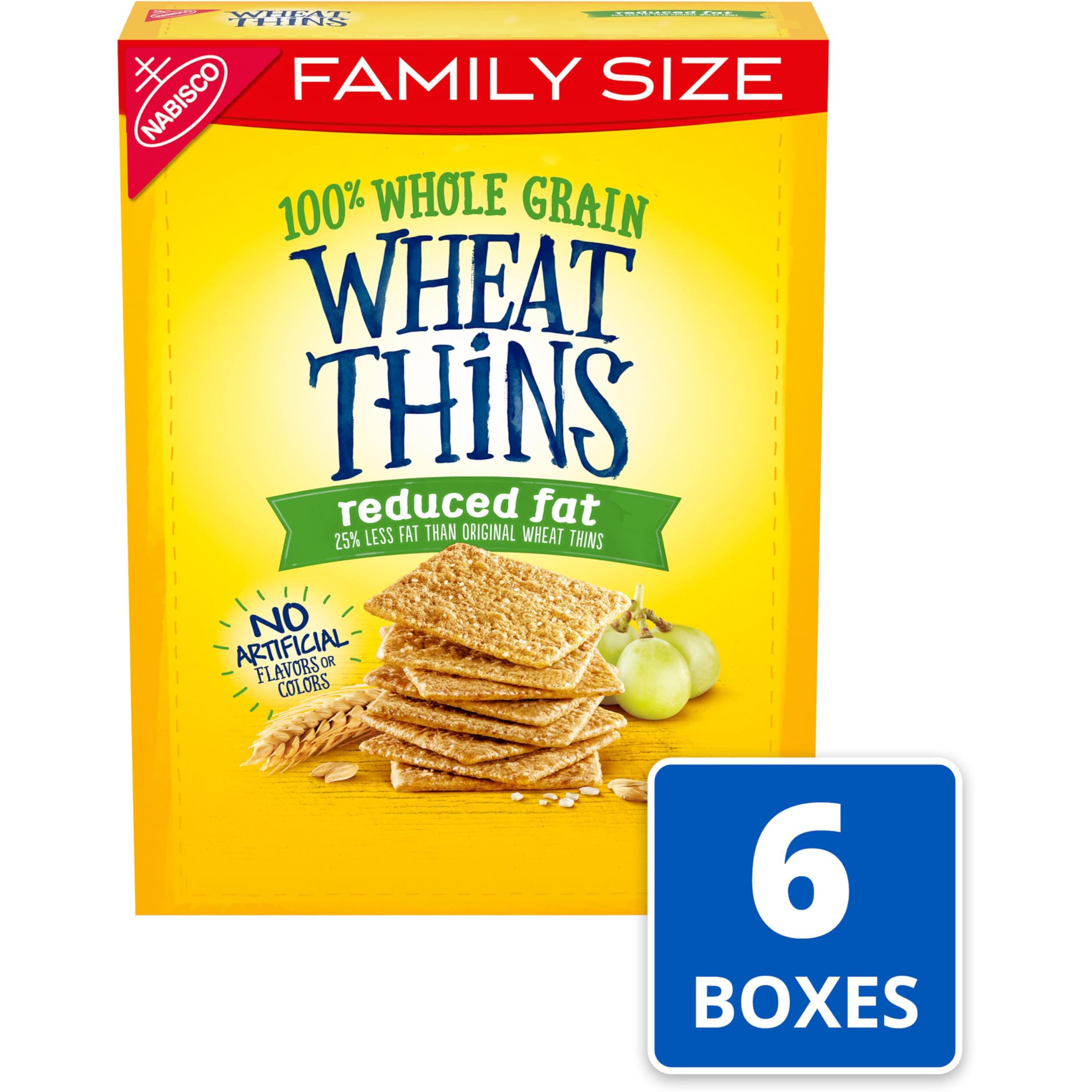 Wheat Thins Reduced Fat Whole Grain Wheat Crackers, Family Size, 6 - 12.5 Oz Boxes