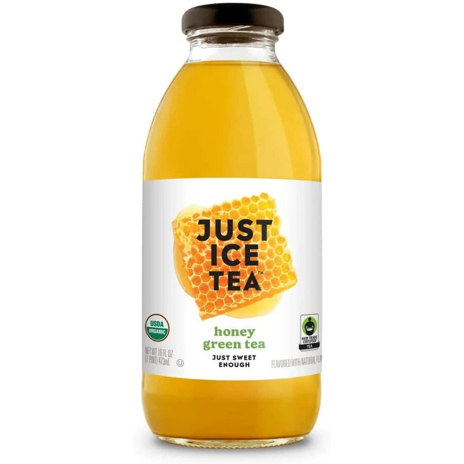 Just Ice Tea Organic Iced Tea, 16 Fl Oz Glass Bottles (Honey Green Tea, Pack Of 12)