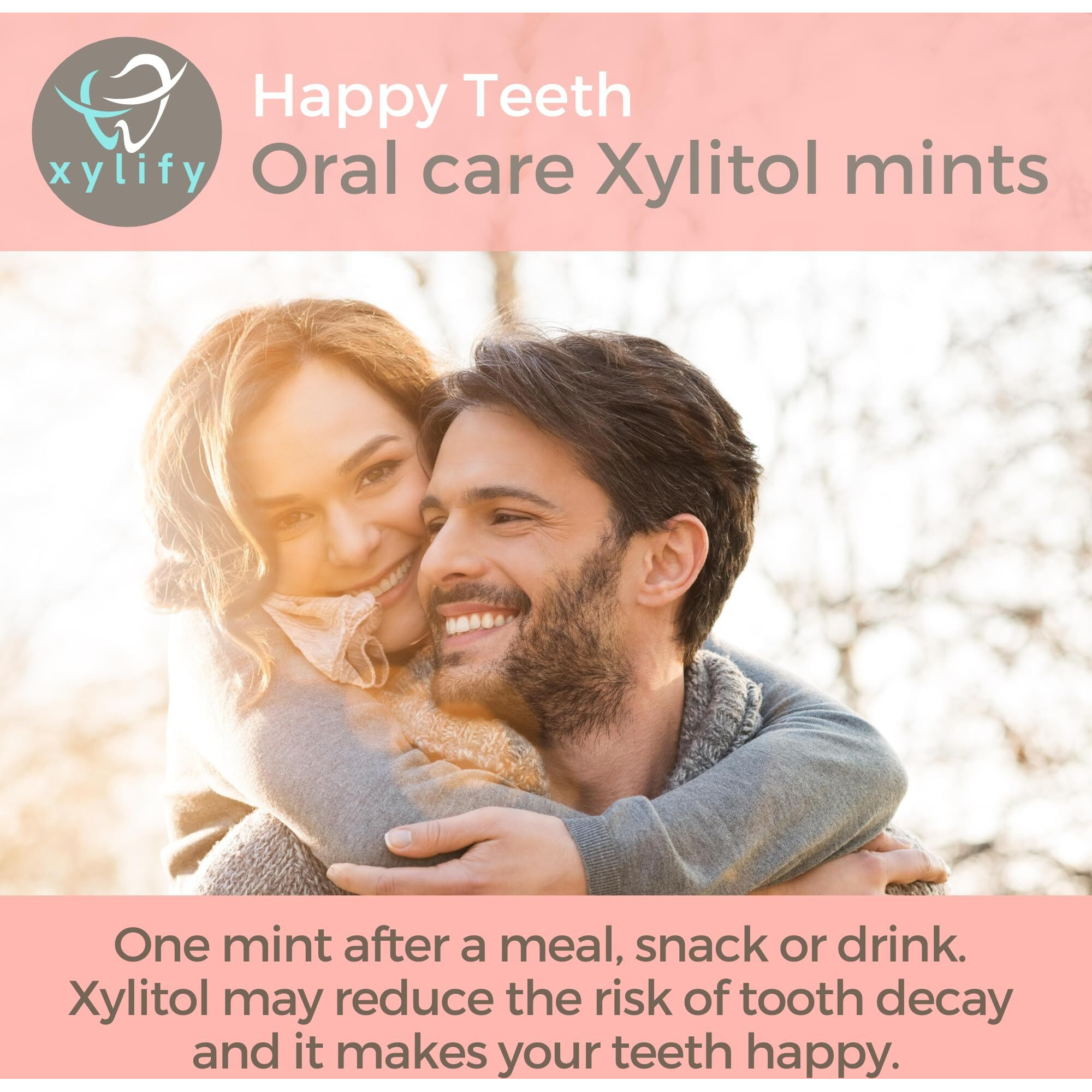 Xylitol Mints For Oral Care - Grapefruit Flavor, 100% Xylitol Sweetened, Sugar Free Candy, Happy Teeth Dental Mints From Finland, 5Oz - 245 Mints