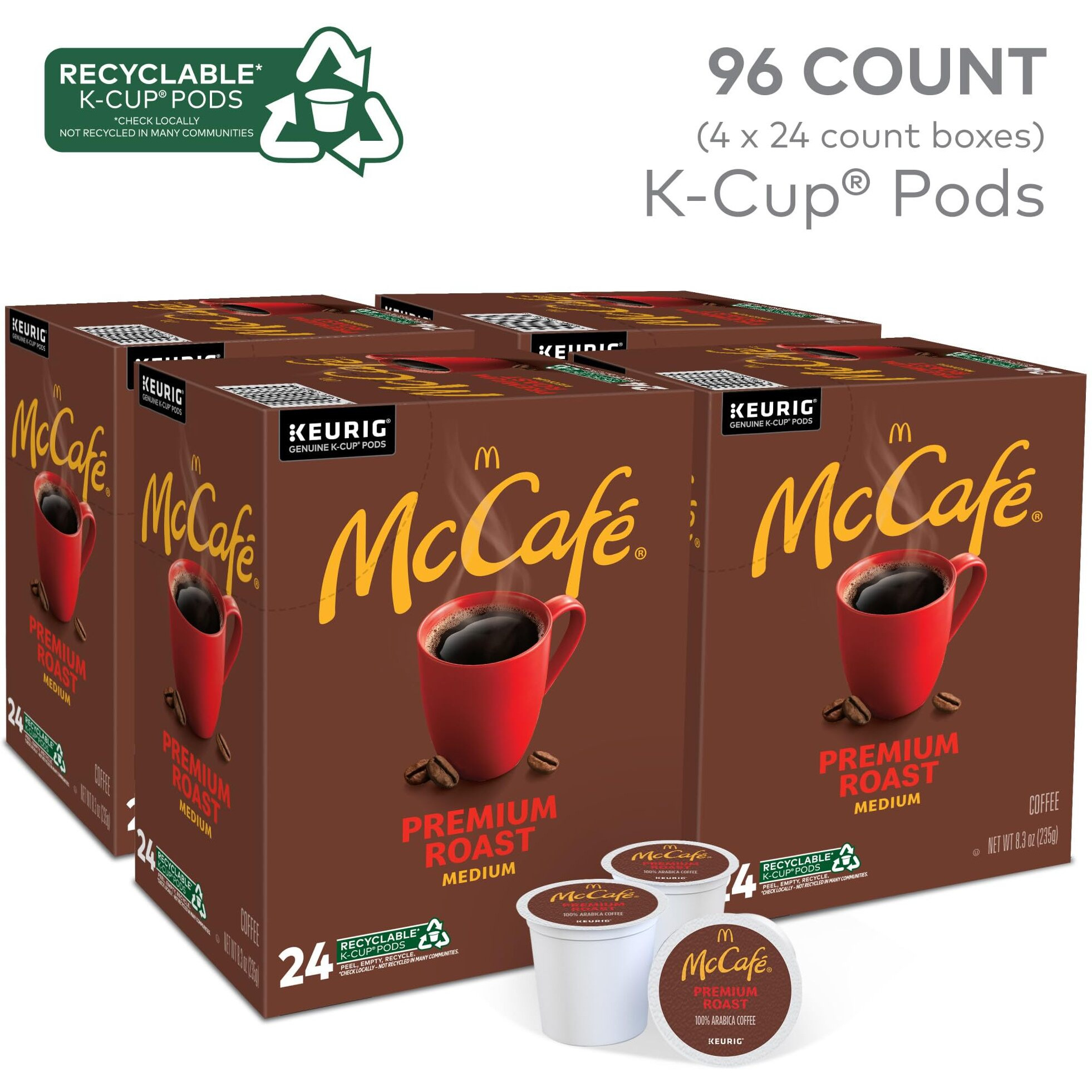 Mccafe Premium Roast Coffee, Keurig Single Serve K-Cup Pods, Medium Roast, 96 Count (4 Packs Of 24)