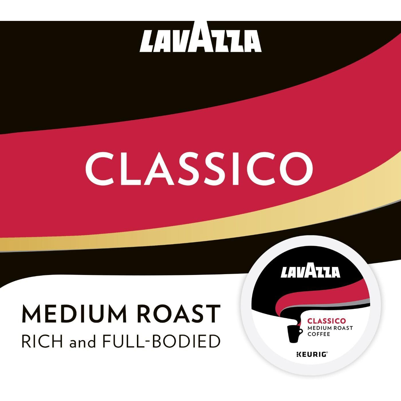 Lavazza Medium Roast Singleserve Coffee Kcups For Keurig Brewer, Classico, 40 Count