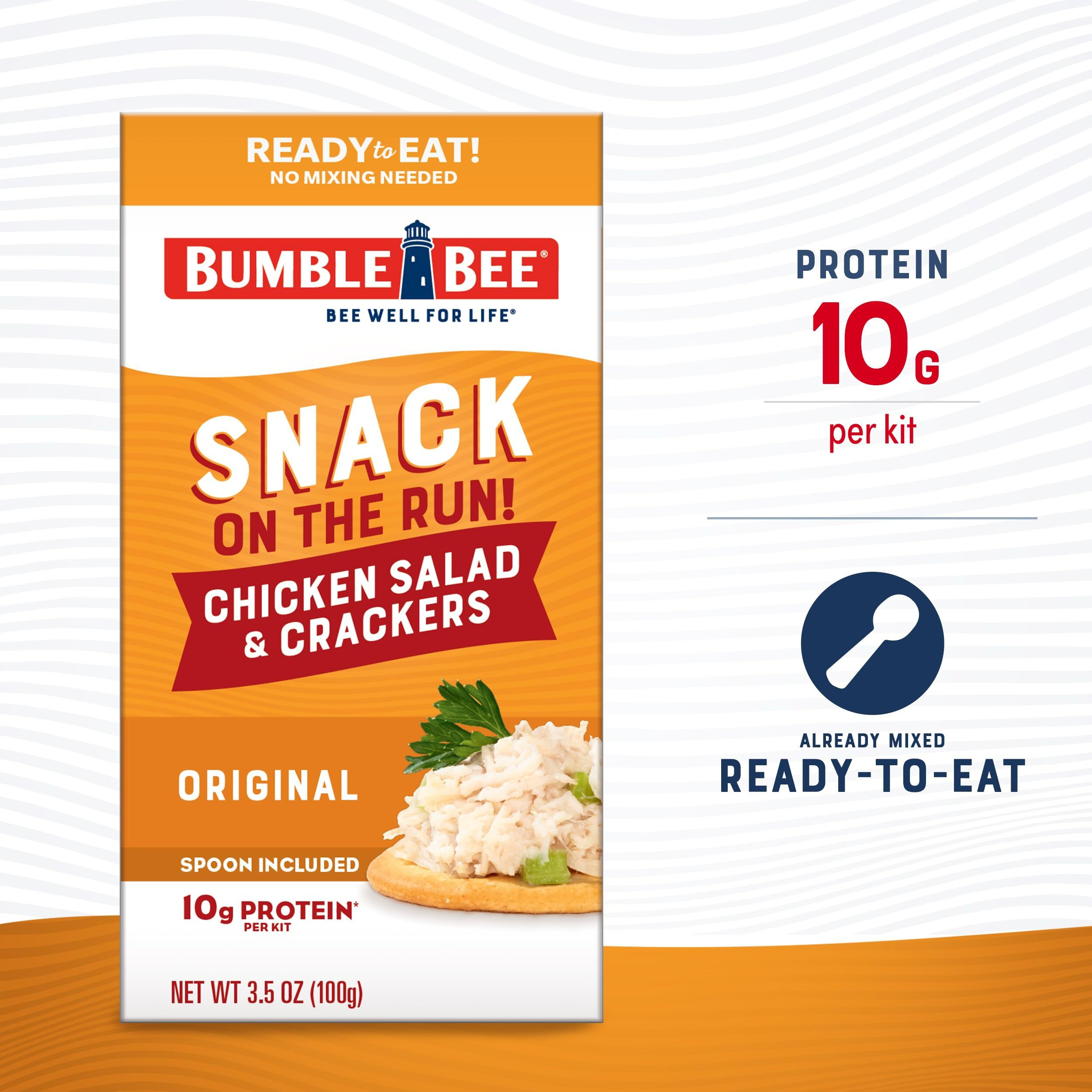 Bumble Bee Snack On The Run Chicken Salad With Crackers Kit, 3.5 Oz (Pack Of 12) - Ready To Eat, Spoon Included - Shelf Stable & Convenient Protein Snack