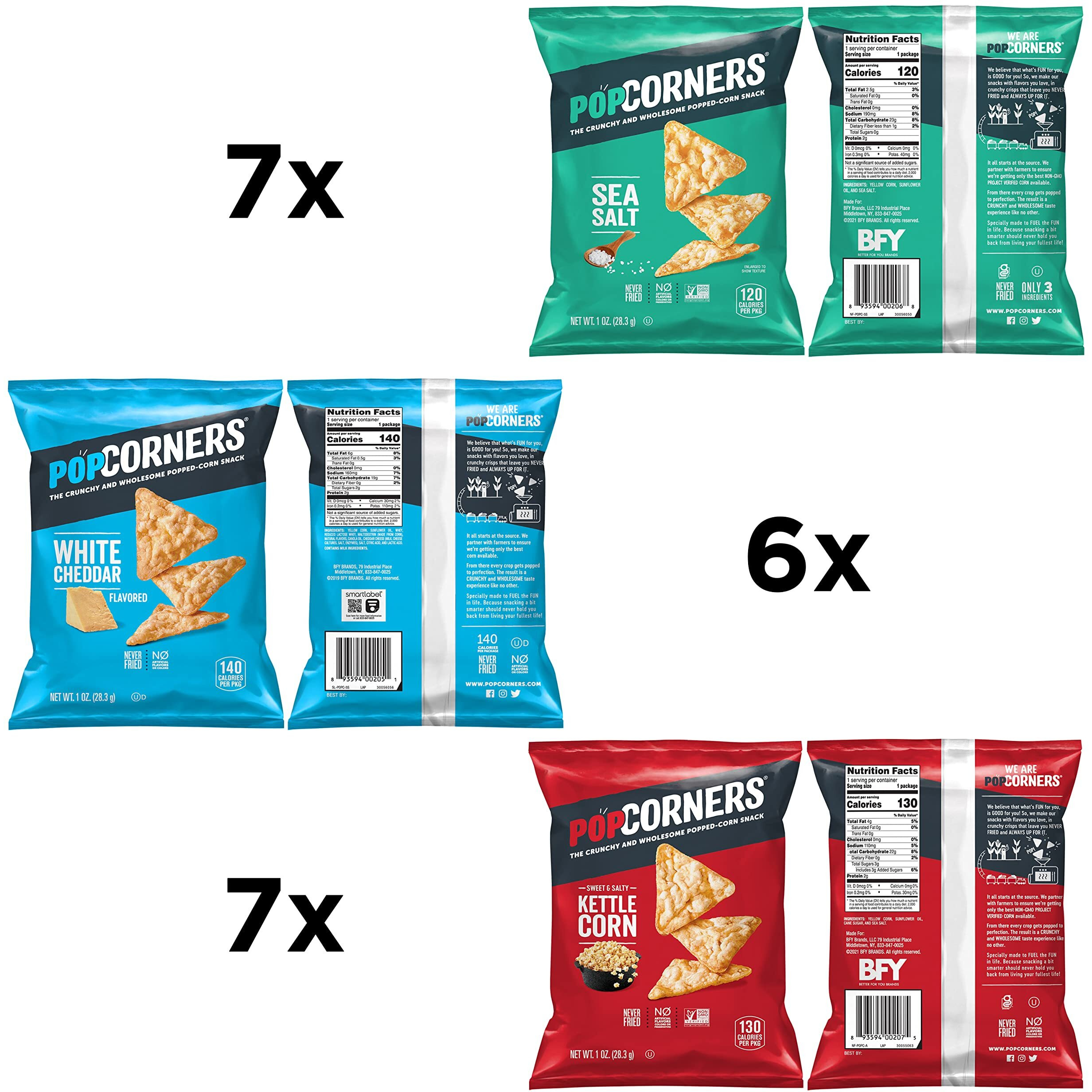 Popcorners Popped Corn Snacks, Core 3 Flavor Pack, 1 Ounce (Pack Of 20) (Packaging May Vary)