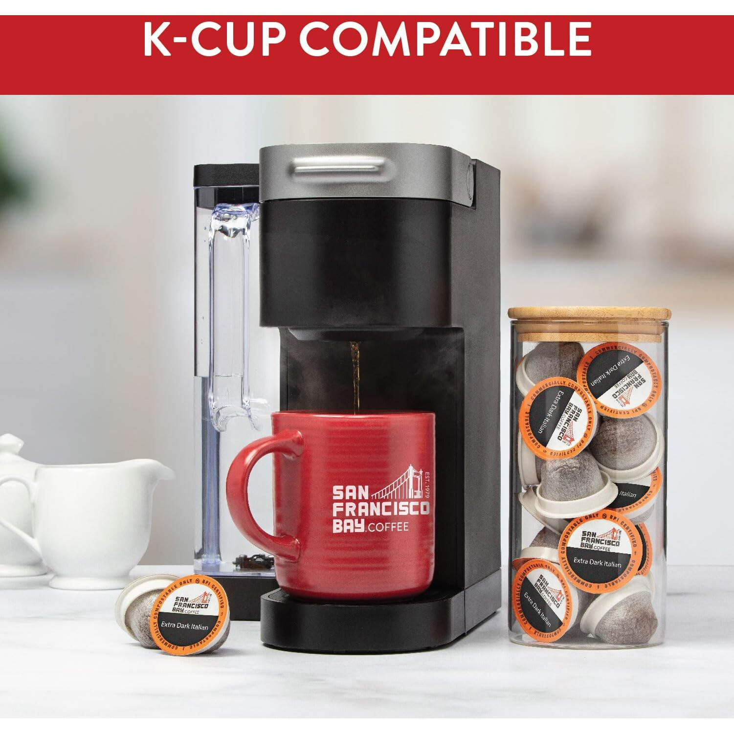 San Francisco Bay Compostable Coffee Pods - Extra Dark Italian (80 Ct) K Cup Compatible Including Keurig 2.0, Dark Roast