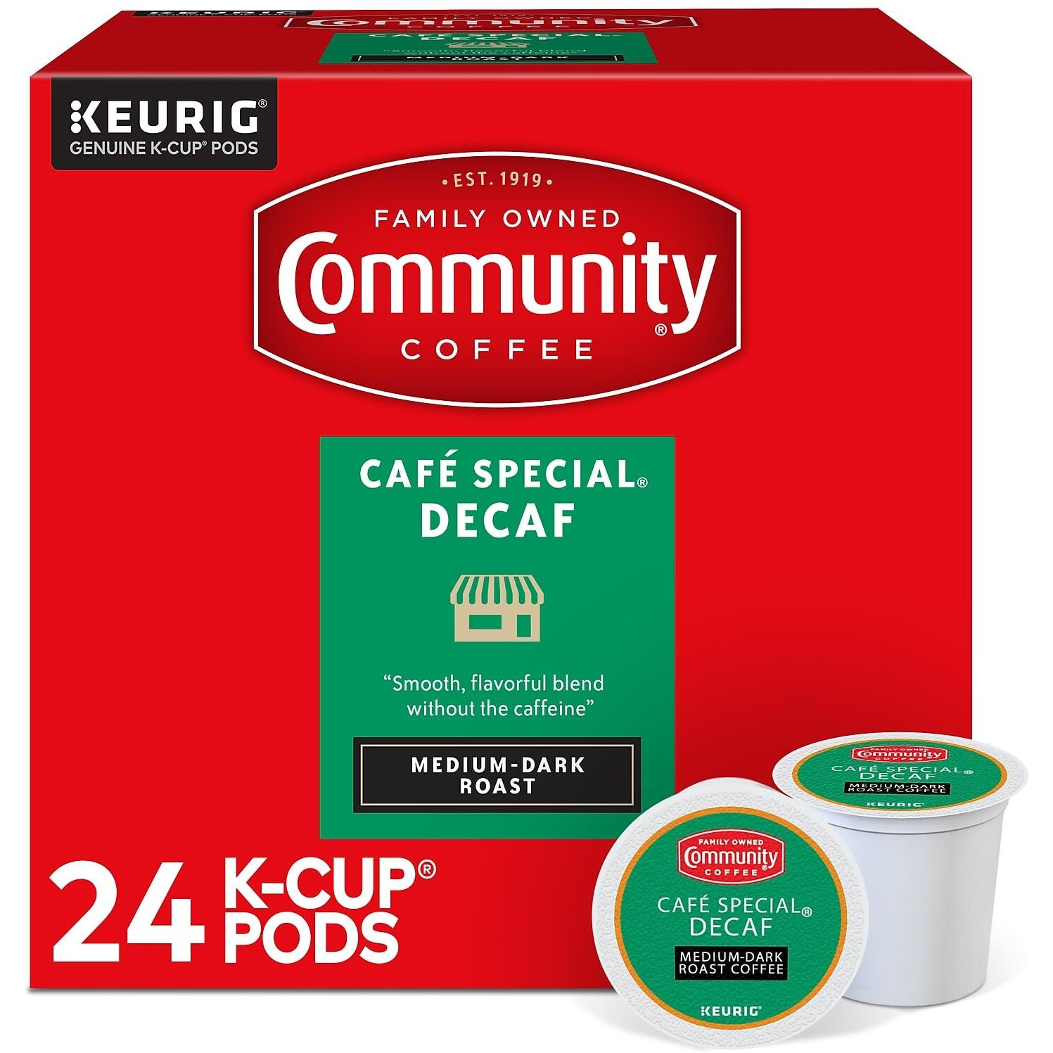 Community Coffee Caf   Special Decaf 24 Count Coffee Pods, Medium-Dark Roast, Compatible With Keurig 2.0 K-Cup Brewers, 24 Count (Pack Of 1)