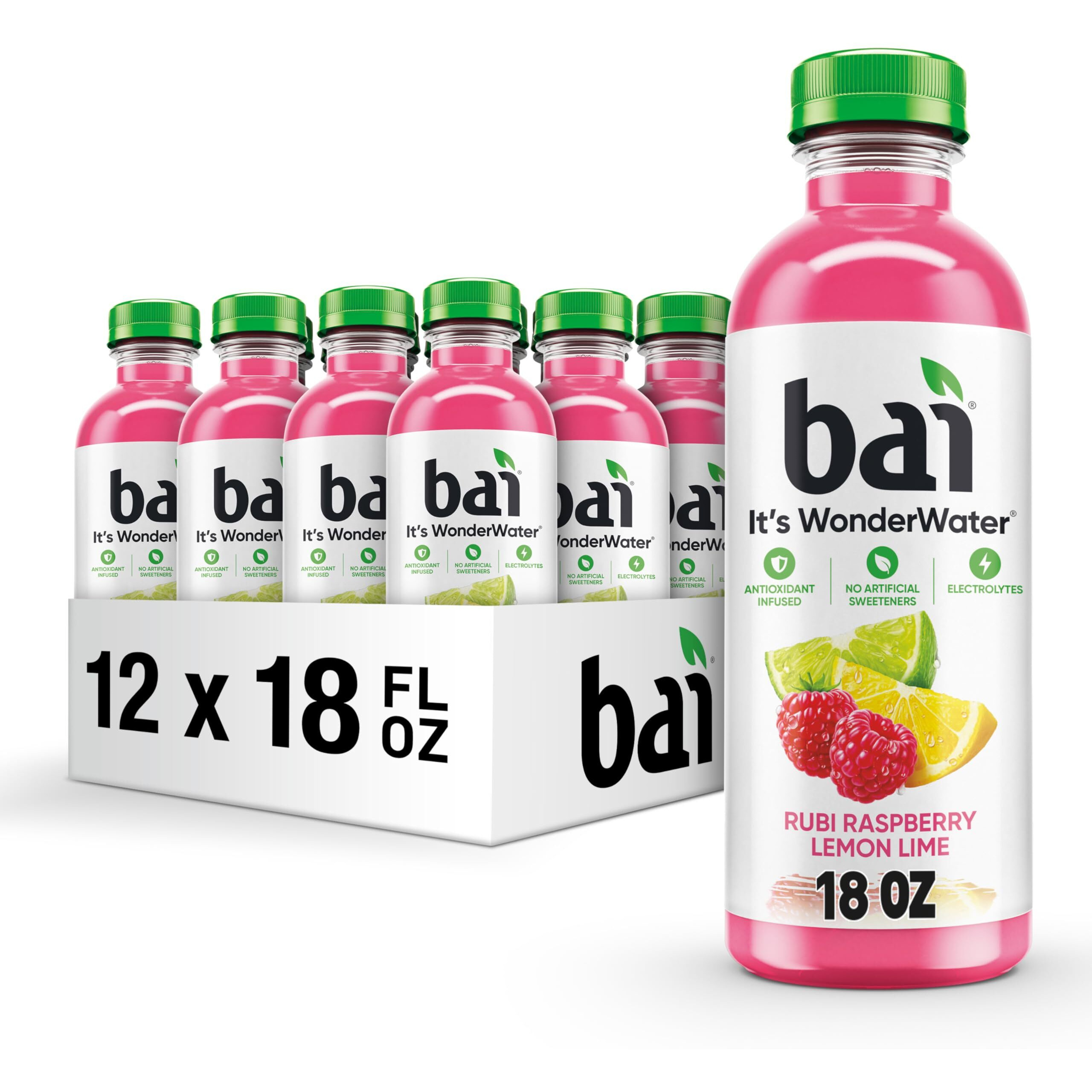 Bai Antioxidant Infused Water Beverage, Raspberry Lemon Lime, With Vitamin C And No Artificial Sweeteners, 18 Fluid Ounce Bottle, 12 Pack