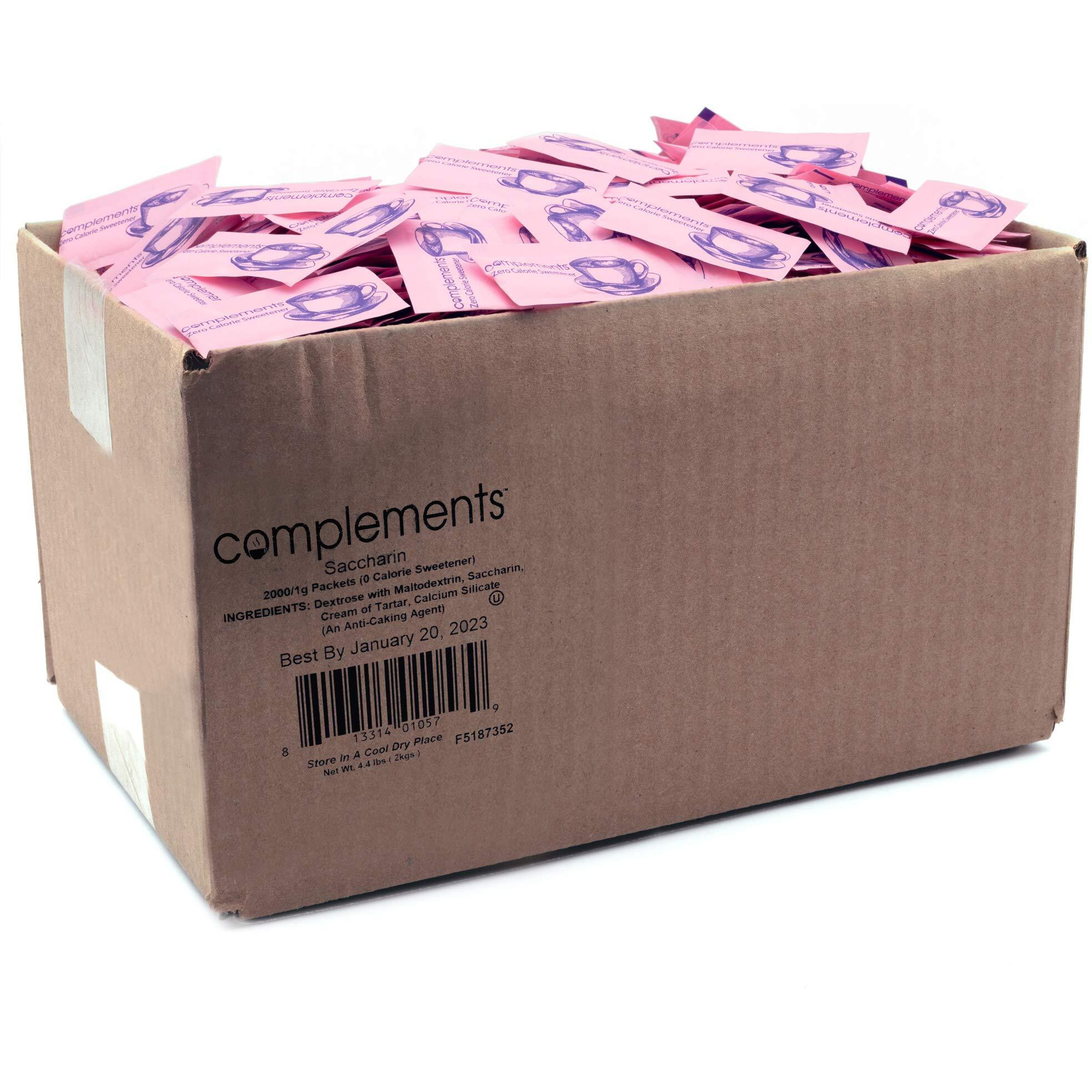 Complements Zero Calorie Saccharin Pink Sweetener Packets, 2000 Count