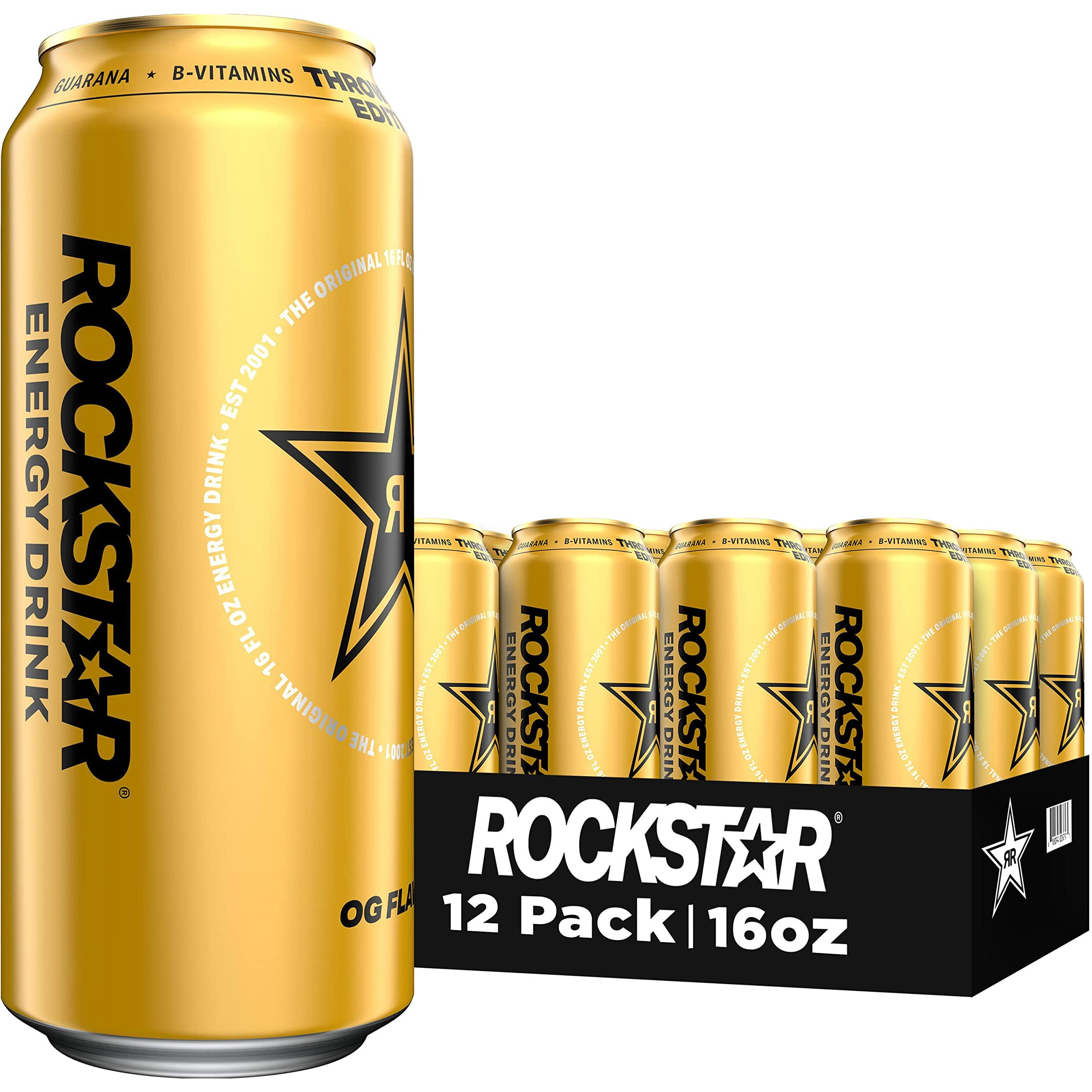Rockstar Energy Drink, Throwback Edition O.G., 16 Fl Oz (Pack Of 12) - Packaging May Vary