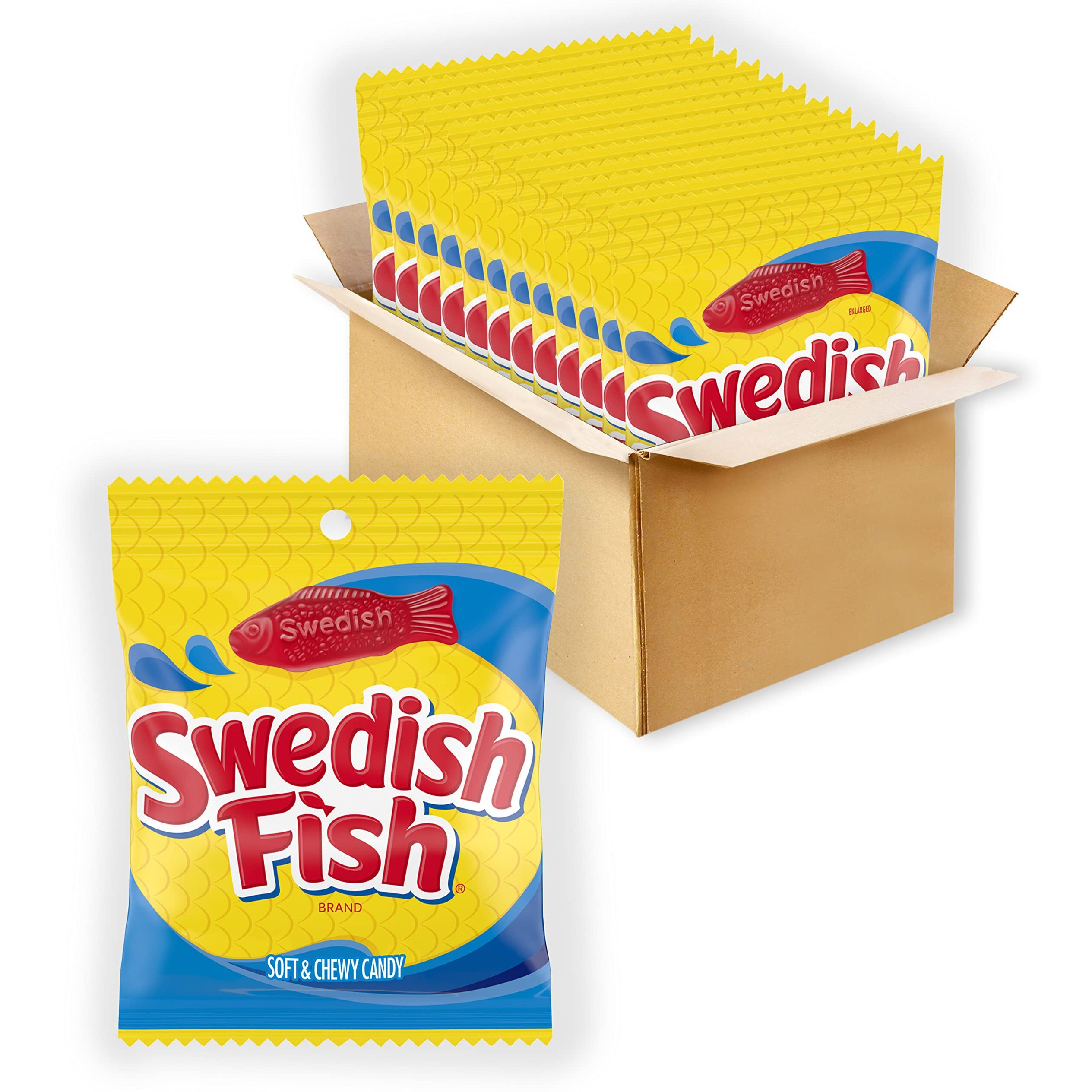 Swedish Fish Soft & Chewy Candy, Bulk Candy, 12 - 3.6 Oz Bags