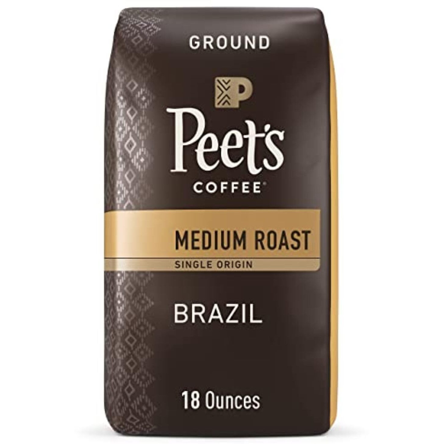 Peet's Coffee, Medium Roast Ground Coffee - Single Origin Brazil 18 Ounce Bag