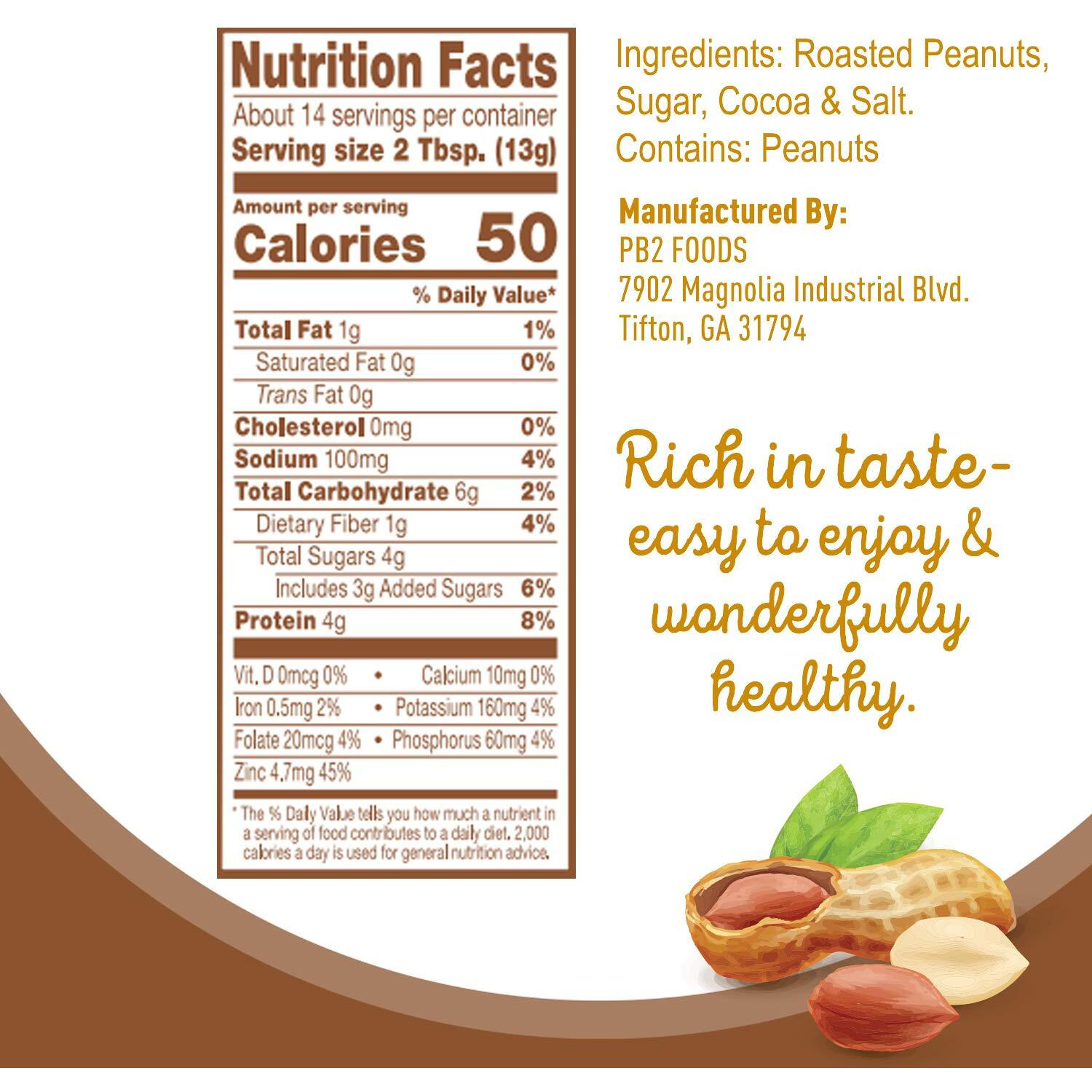 Pb2 Powdered Peanut Butter Bundle, Keto Diet, Gluten Free, Mix In Protein Shakes & Smoothies, Low Carb, Original Peanut Butter & Peanut Butter Cocoa Flavors (2 Jars - 6.5 Oz Each)