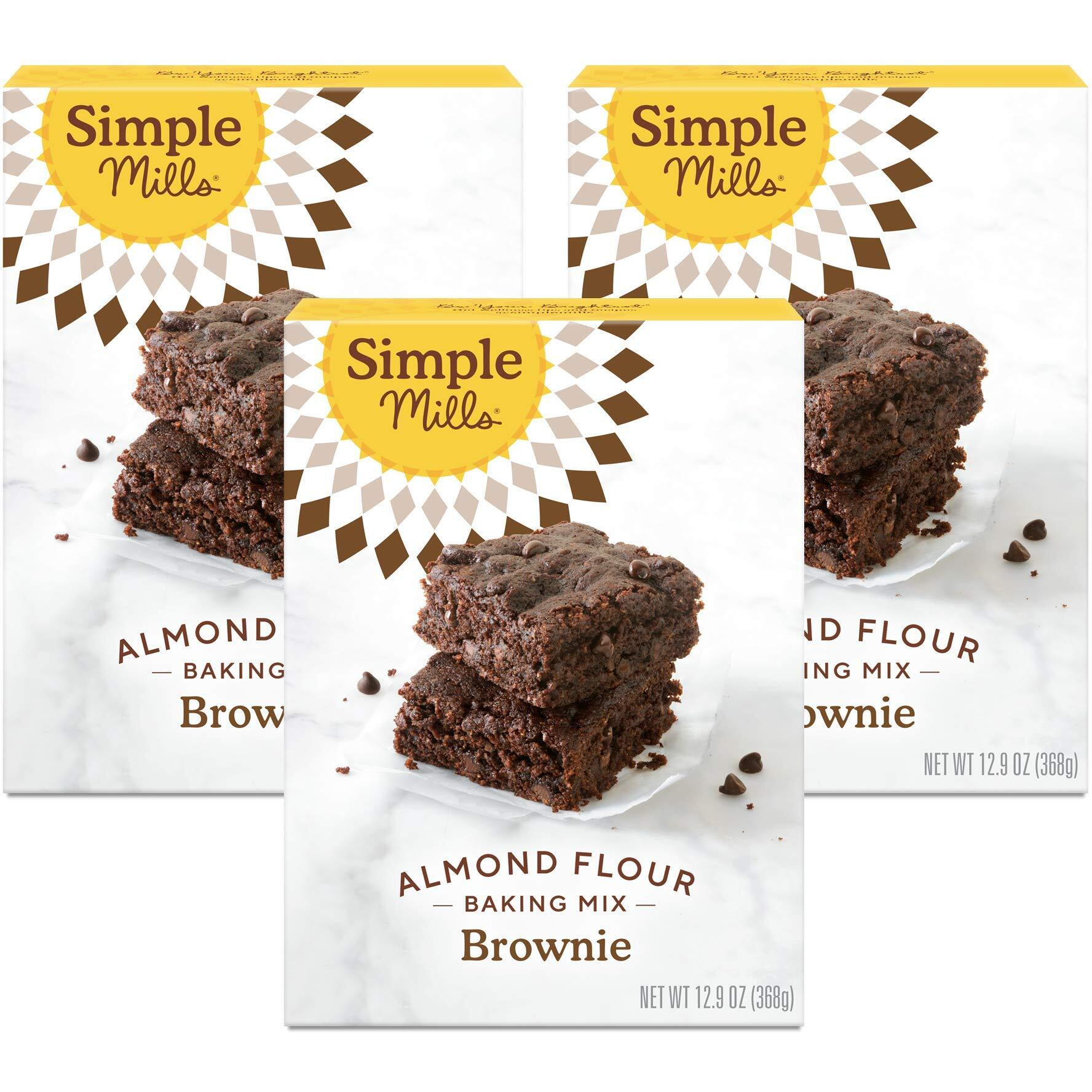 Simple Mills Almond Flour Baking Mix, Chocolate Brownie Mix - Gluten Free, Plant Based, 12.9 Ounce (Pack Of 3)