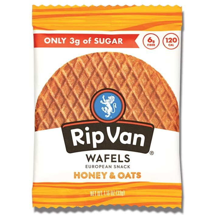 Rip Van Wafels Honey And Oats Stroopwafels, Healthy Snacks, Non-Gmo, Keto Friendly, Office Snacks, Low Sugar (3G), Low Calorie, 12 Pack