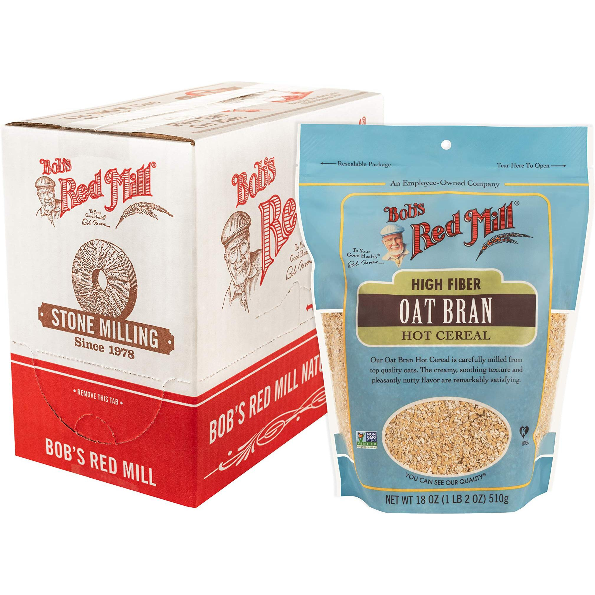 Bob's Red Mill High Fiber Oat Bran Hot Cereal, Non Gmo, 18 Ounces (Pack Of 4)