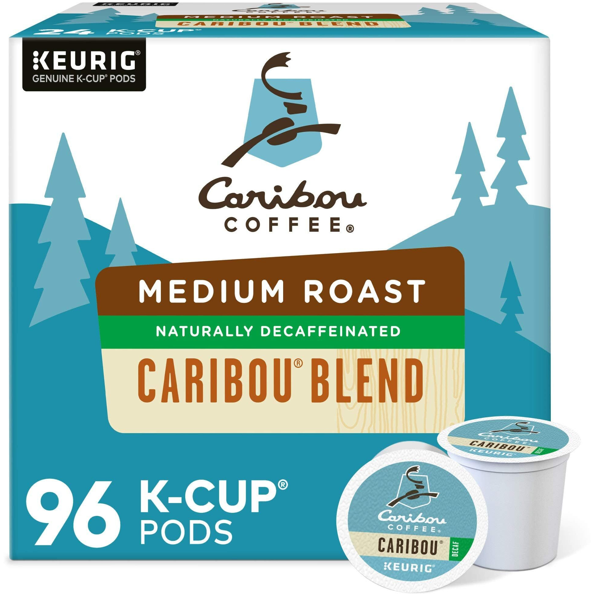Caribou Coffee Caribou Blend Decaf Keurig Single-Serve K-Cup Pods, Medium Roast Coffee, 96 Count (4 Packs Of 24)