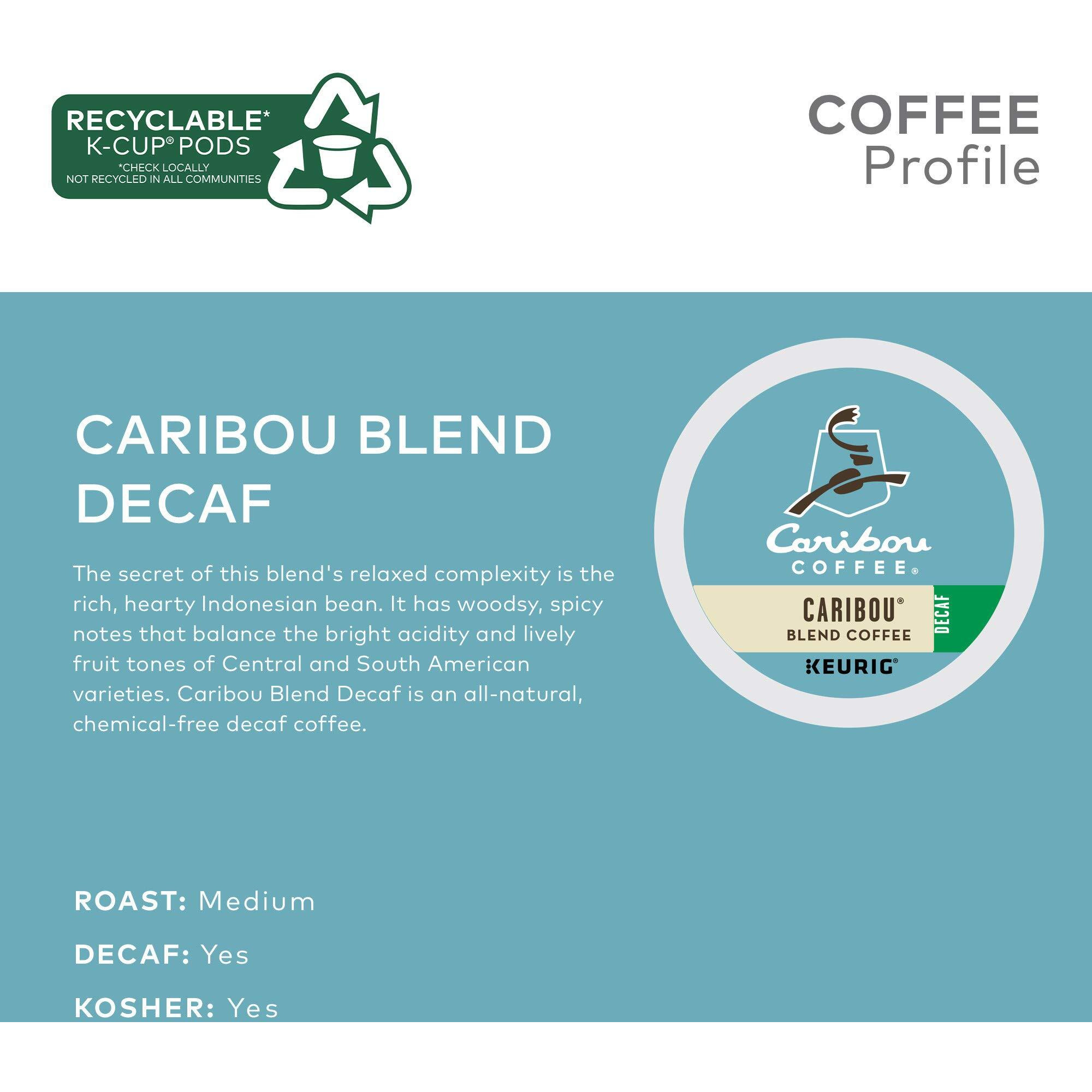 Caribou Coffee Caribou Blend Decaf Keurig Single-Serve K-Cup Pods, Medium Roast Coffee, 96 Count (4 Packs Of 24)