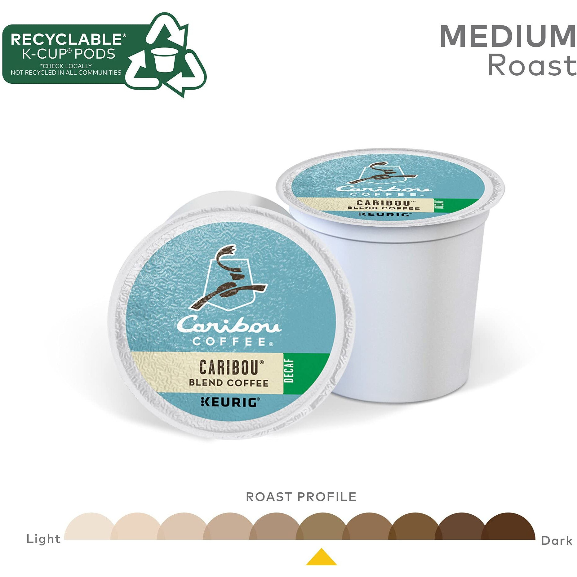Caribou Coffee Caribou Blend Decaf Keurig Single-Serve K-Cup Pods, Medium Roast Coffee, 96 Count (4 Packs Of 24)