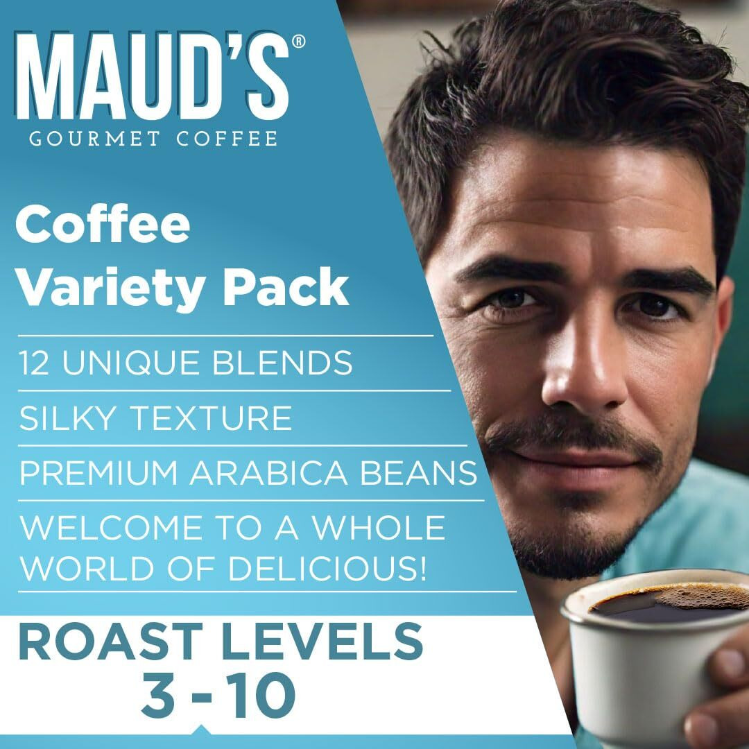 Maud's Family Pack Flavored Coffee Pods Variety Pack, 136 Ct | 12 Assorted Coffee Flavors | 100% Arabica Medium Roast Coffee | Solar Energy Produced Recyclable Pods Compatible With Keurig K Cups Maker