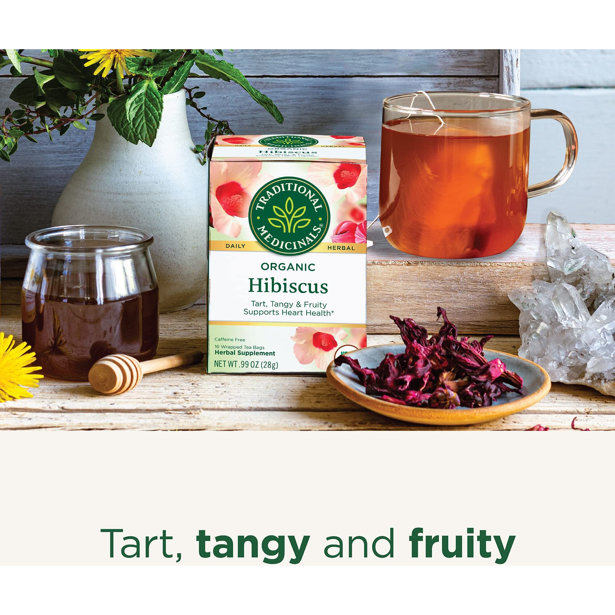 Traditional Medicinals Organic Hibiscus Herbal Tea (Pack Of 6), Supports Cardiovascular Health, 16 Tea Bags (Pack Of 6) Packaging May Vary
