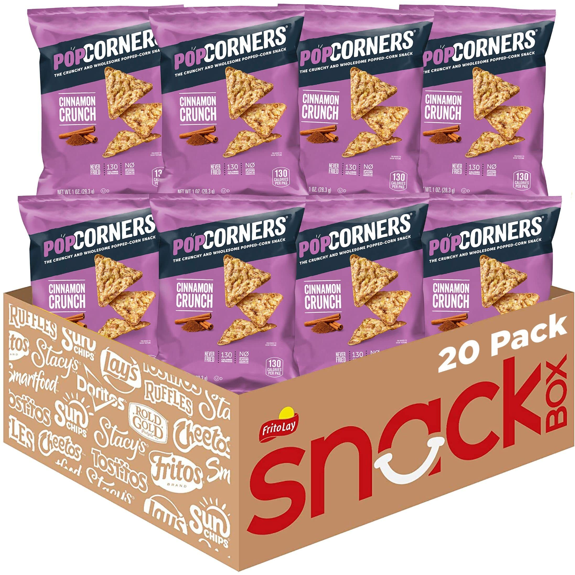 Popcorners Popped Corn Snacks, Cinnamon Crunch, 1 Ounce (Pack Of 20) (Packaging May Vary)