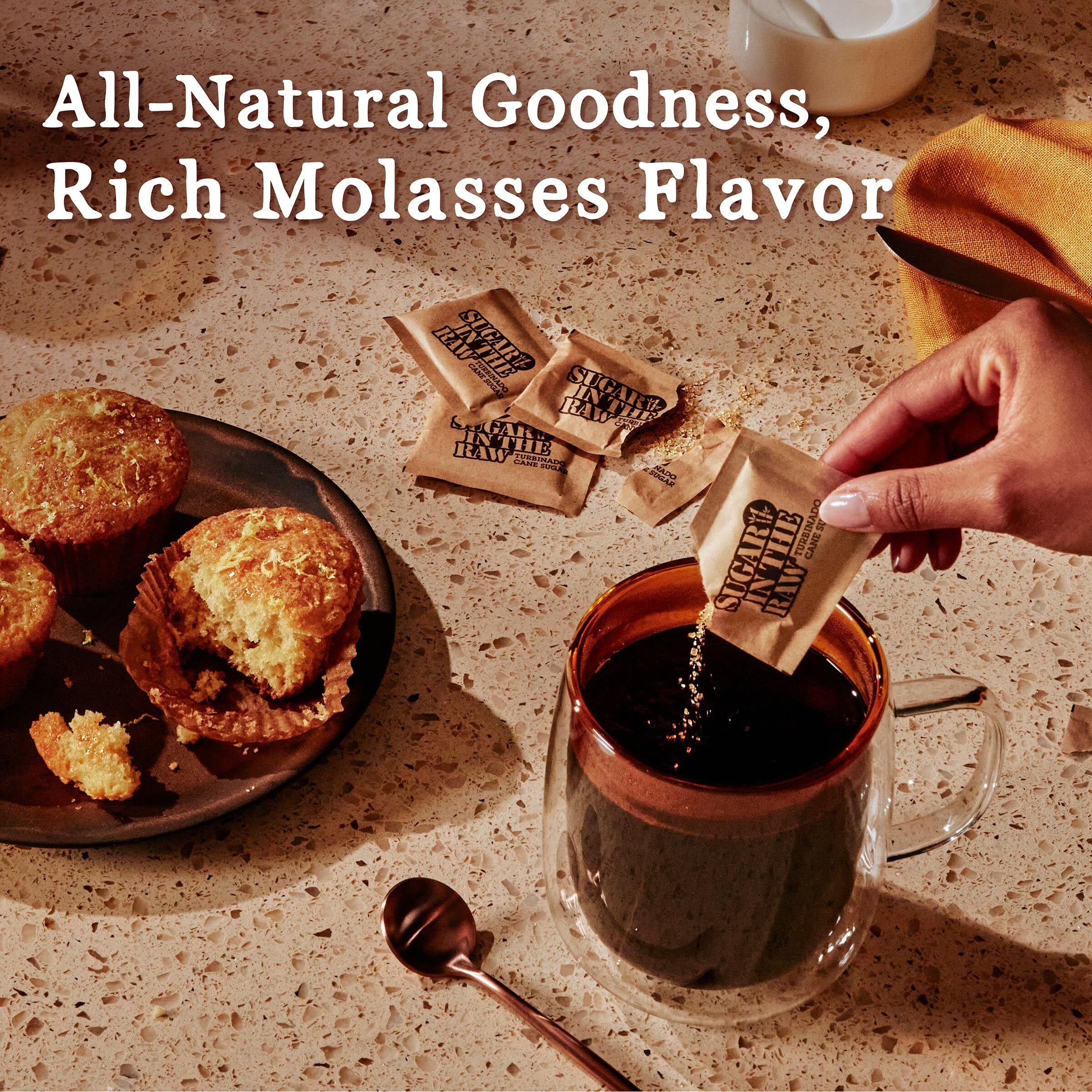 Sugar In The Raw Granulated Turbinado Cane Sugar On The Go Packets, No Erythritol, Pure Natural Sweetener, Hot & Cold Drinks, Coffee, Baking, Vegan, Gluten-Free, Non-Gmo, 200 Count Packets (2-Pack)