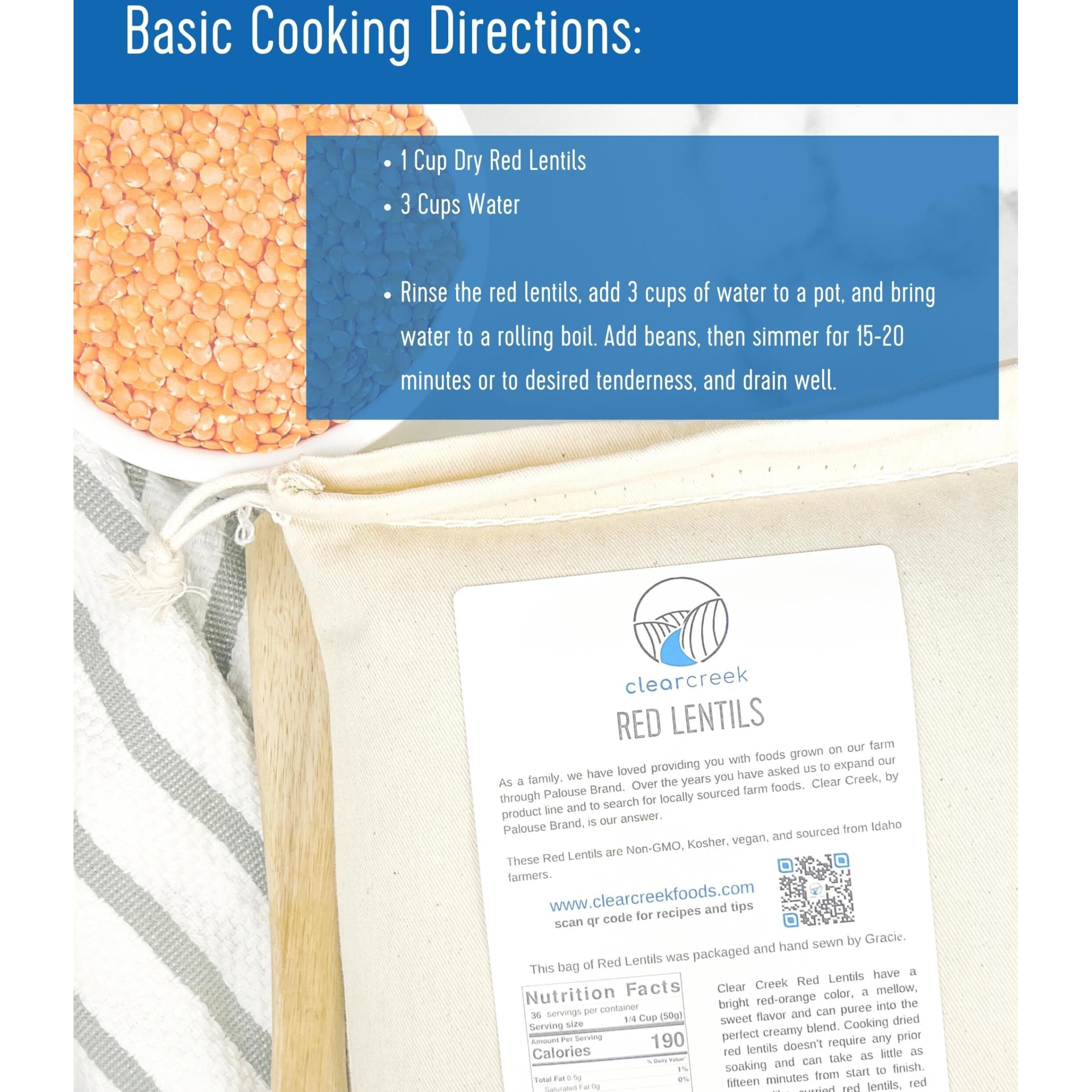 Palouse Brand Grown In Idaho Red Lentils | 18 Lbs | Non-Gmo | Kosher | Vegan | Non-Irradiated