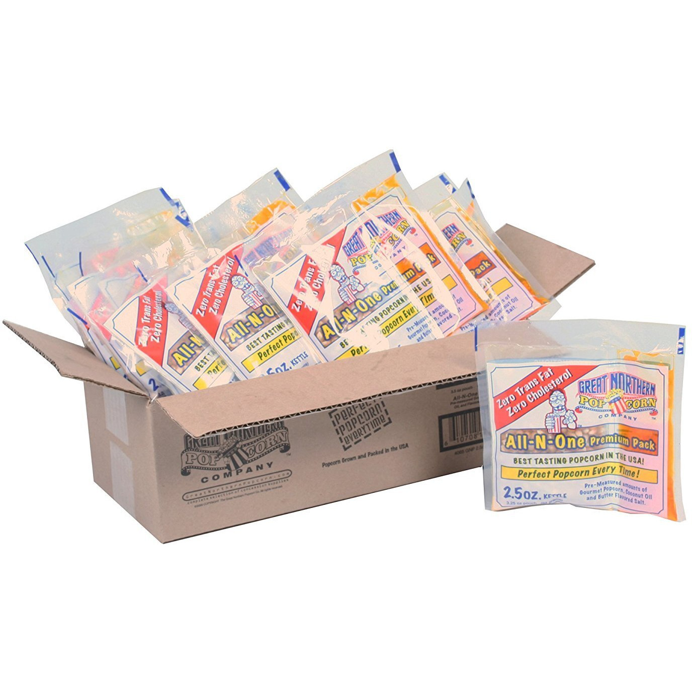 Movie Theater Style 12-Count Popcorn Packs-Pre-Measured 2.5 Ounce All-In-One Kernel, Salt, Oil Packets For Popping Machines By Great Northern Popcorn