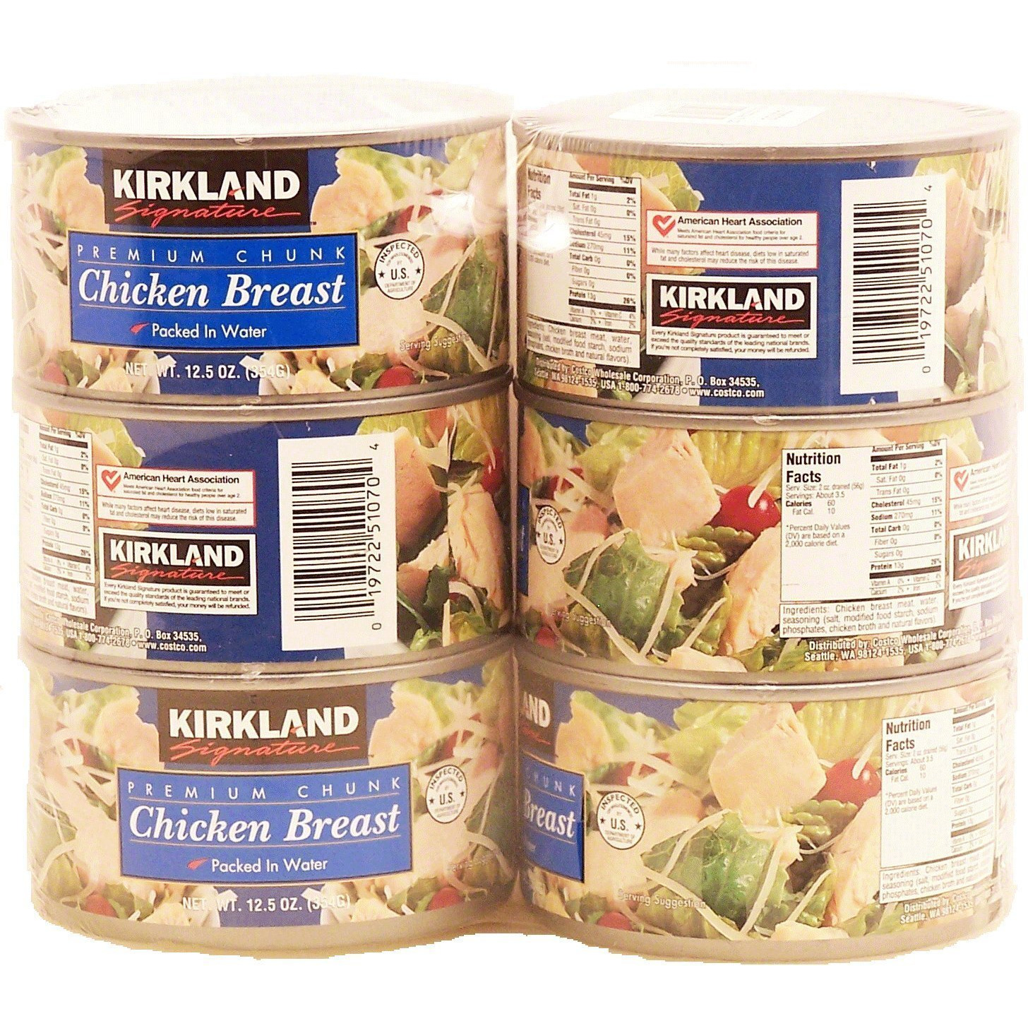 Kirkland Signature Premium Chunk Chicken Breast Packed In Water, 12.5 Ounce, 6 Count