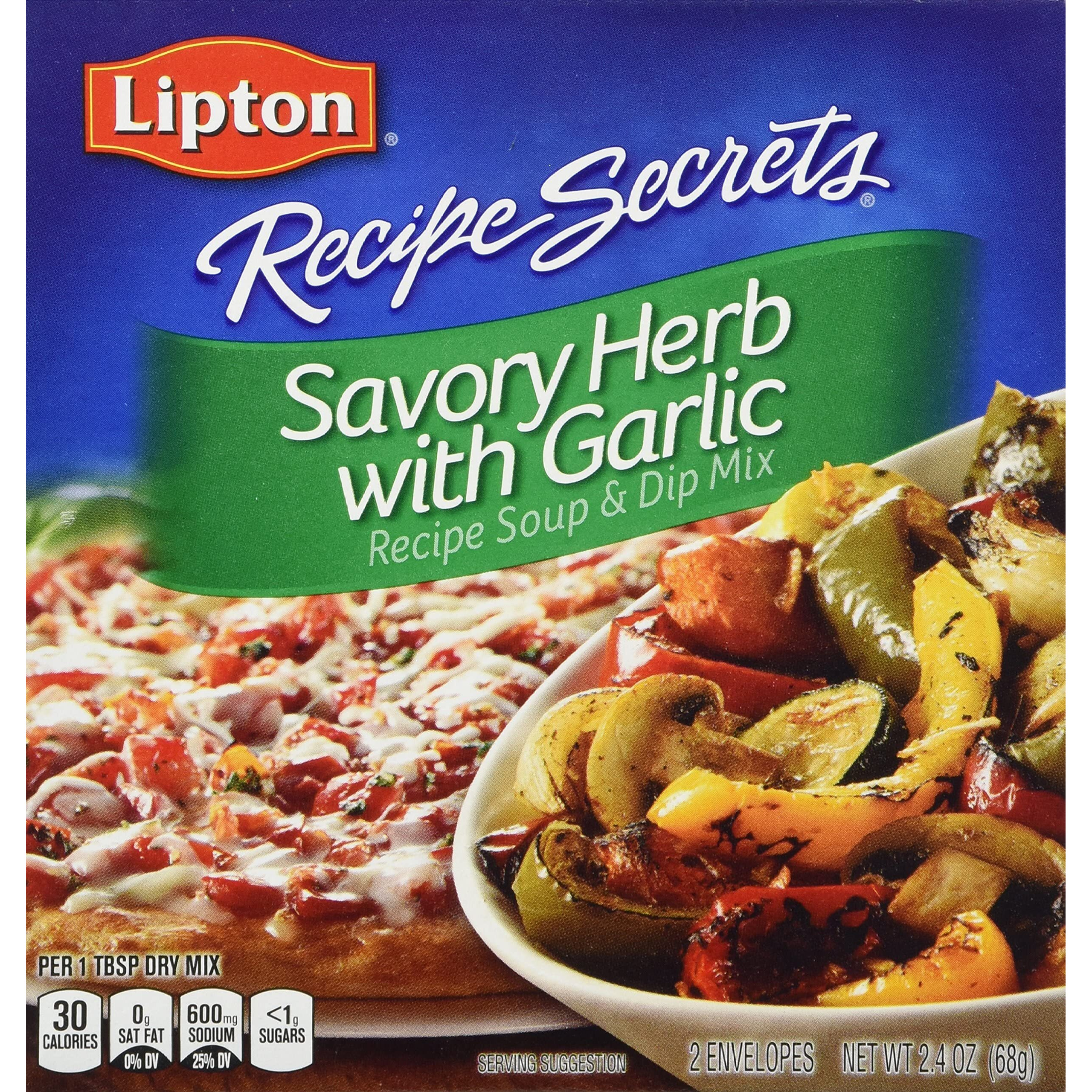 Soup Secrets Lipton Recipe Soup And Dip Mix For A Delicious Meal Savory Herb With Garlic Great With Your Favorite Recipes, Dip Or Soup Mix 2.4 Ounce (Pack Of 12)