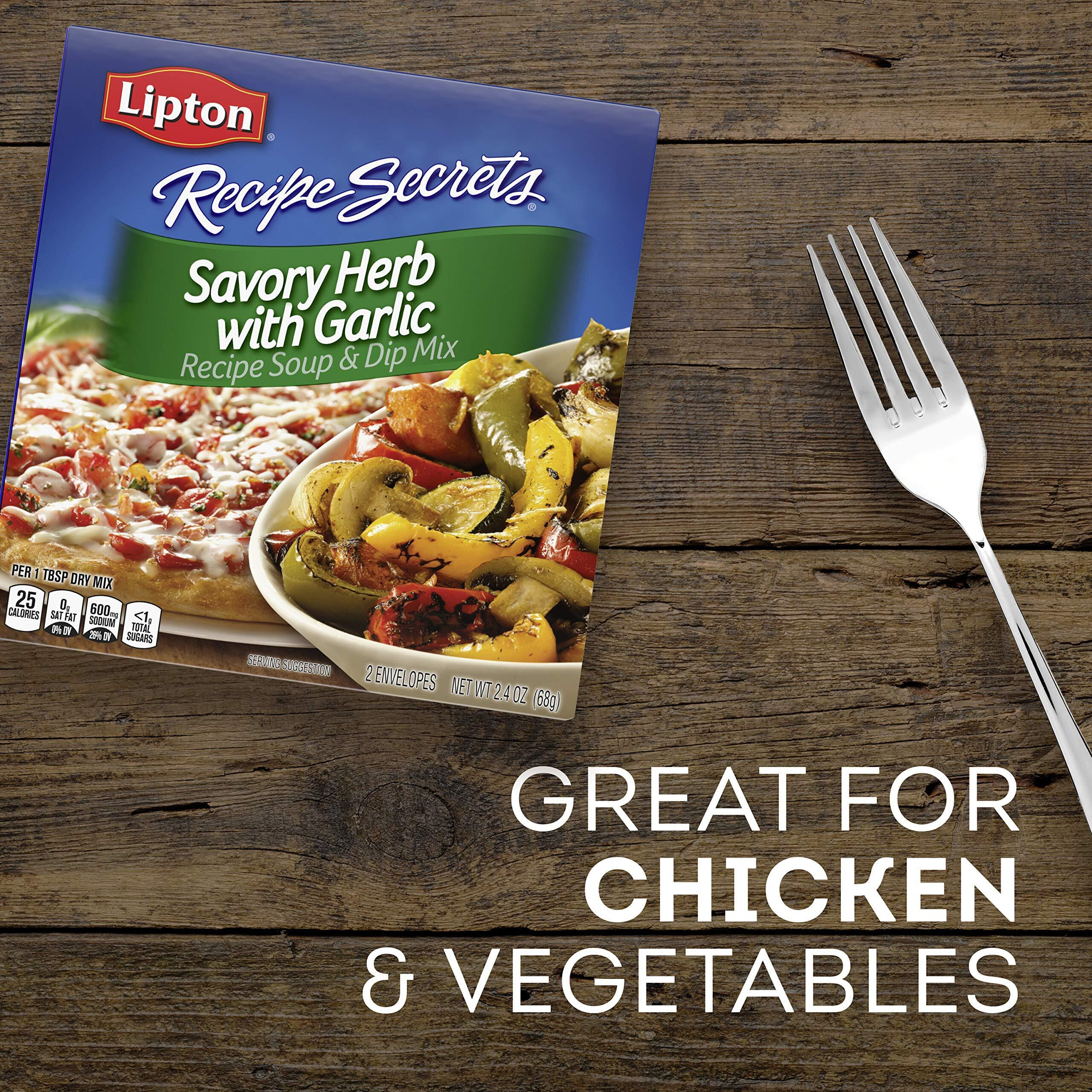 Soup Secrets Lipton Recipe Soup And Dip Mix For A Delicious Meal Savory Herb With Garlic Great With Your Favorite Recipes, Dip Or Soup Mix 2.4 Ounce (Pack Of 12)