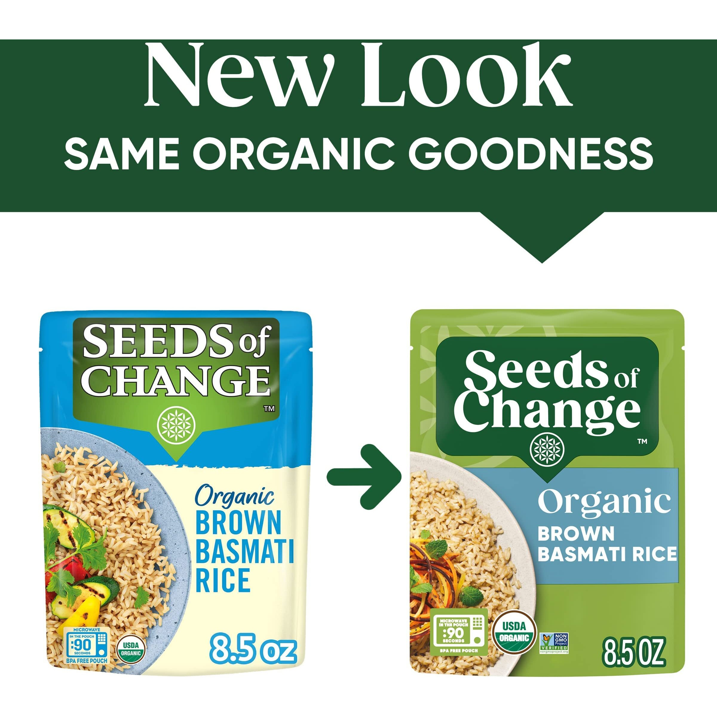 Seeds Of Change Organic Brown Basmati Rice, Microwaveable Ready To Heat, 8.5 Ounces (Pack Of 6)