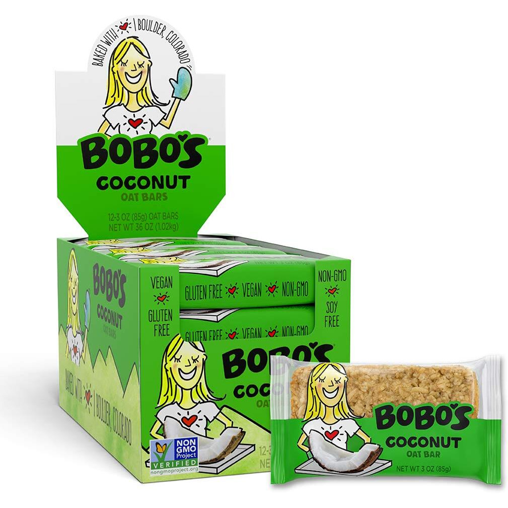 Bobo's Oat Bars, Coconut, 3 Oz Bar (12 Pack), Gluten Free Whole Grain Snack And Breakfast Bar