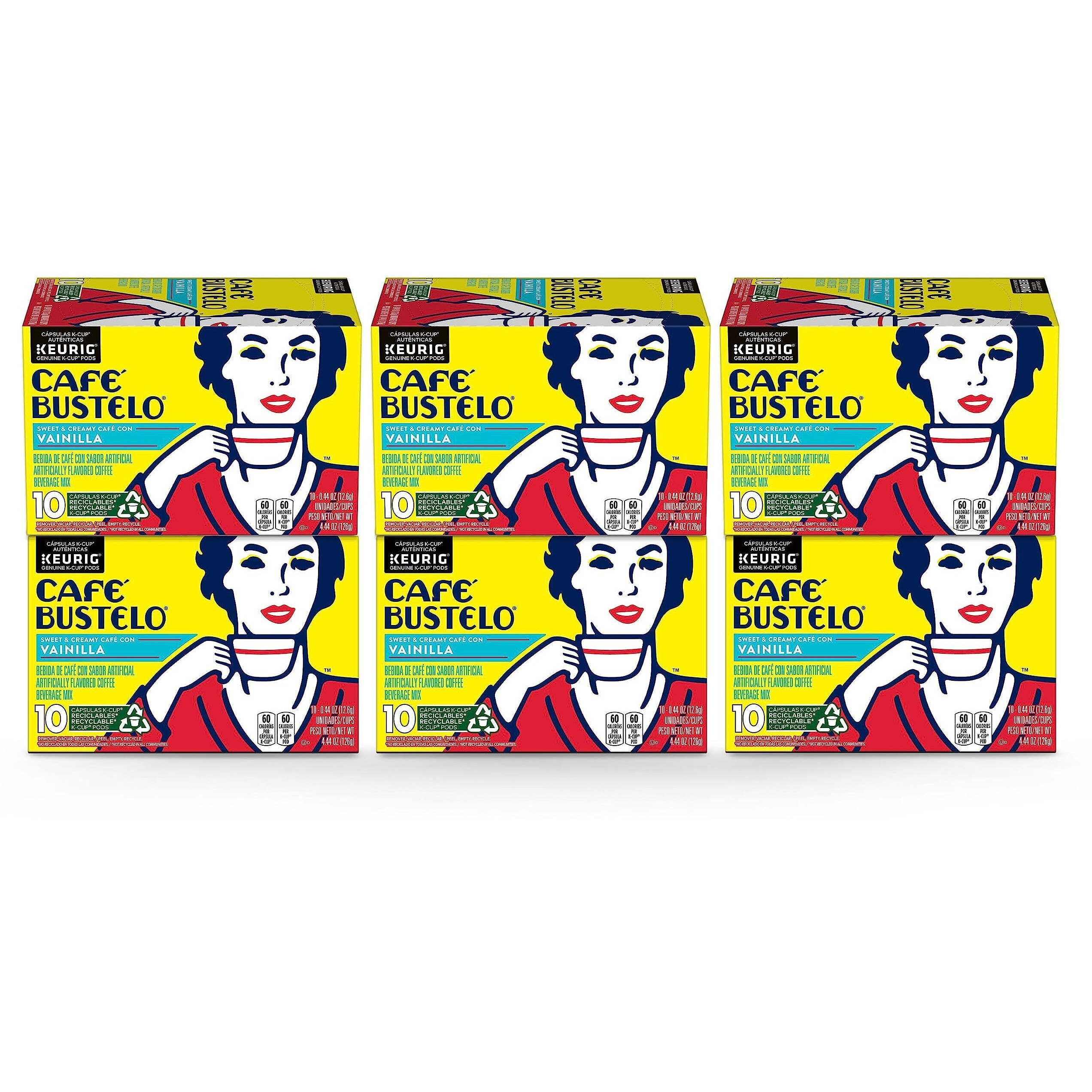 Caf   Bustelo Sweet & Creamy Caf   Con Vainilla Flavored Coffee, 60 Keurig K-Cup Pods