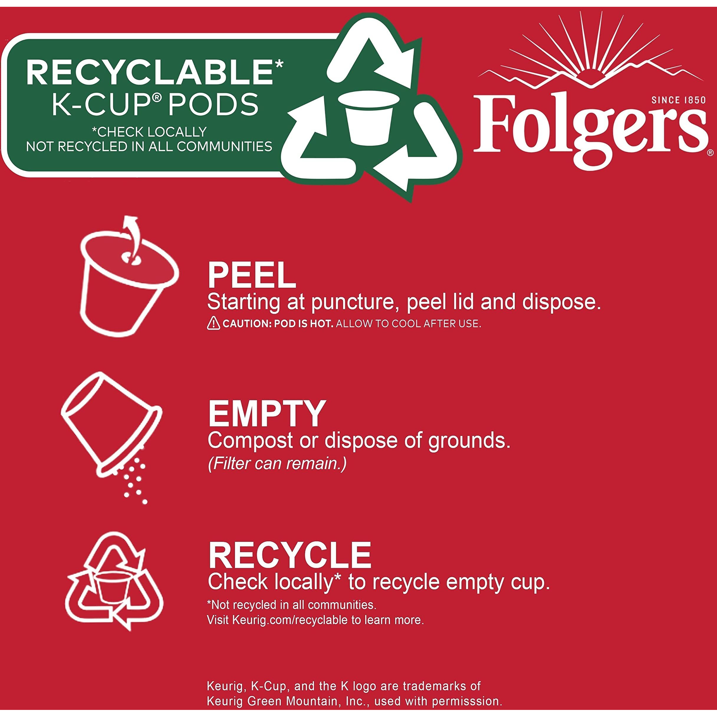 Folgers Classic Roast Coffee, Medium Roast, 32 Keurig K-Cup Pods