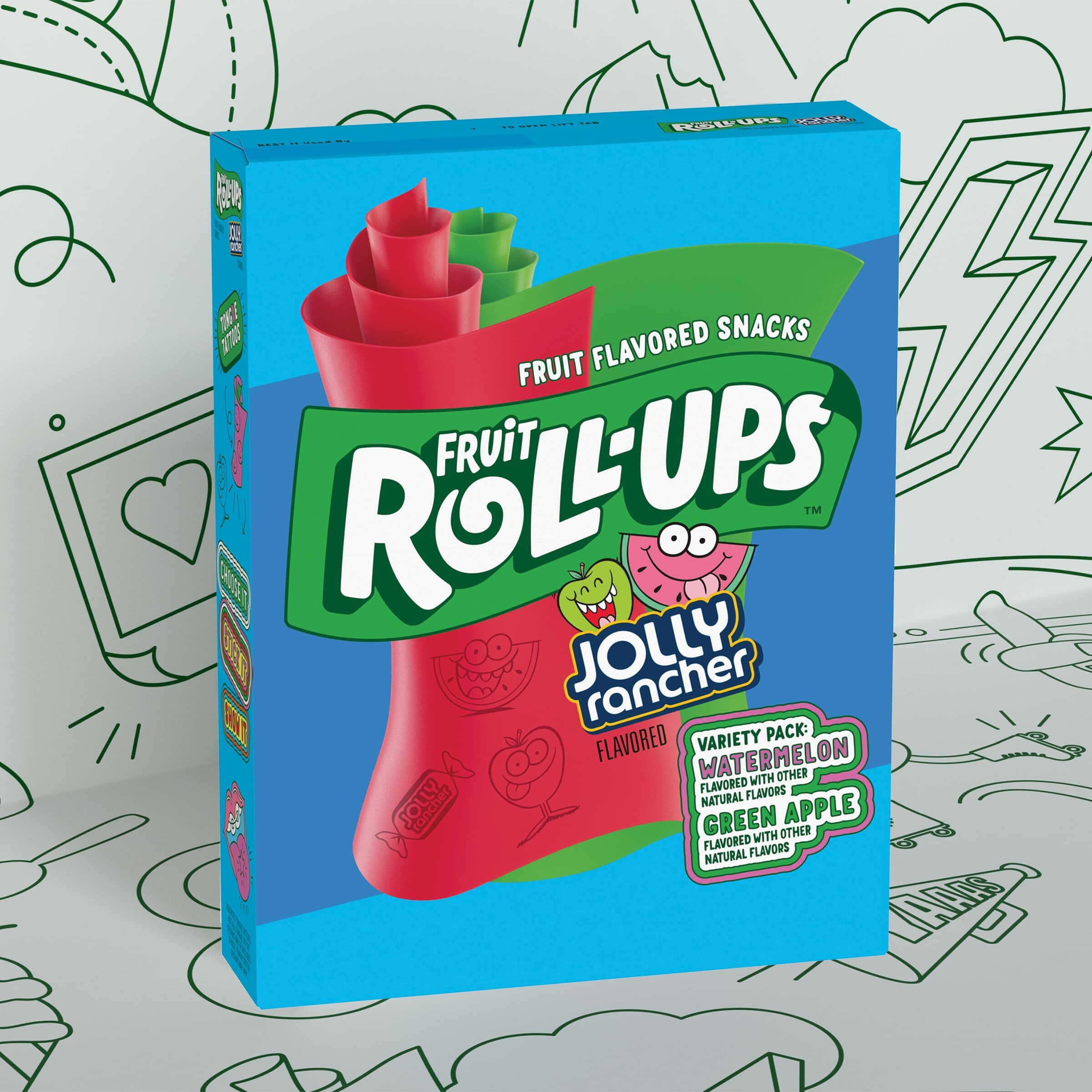 Fruit Roll-Ups Fruit Flavored Snacks, Jolly Rancher, Variety Pack, 20 Ct (Pack Of 6)