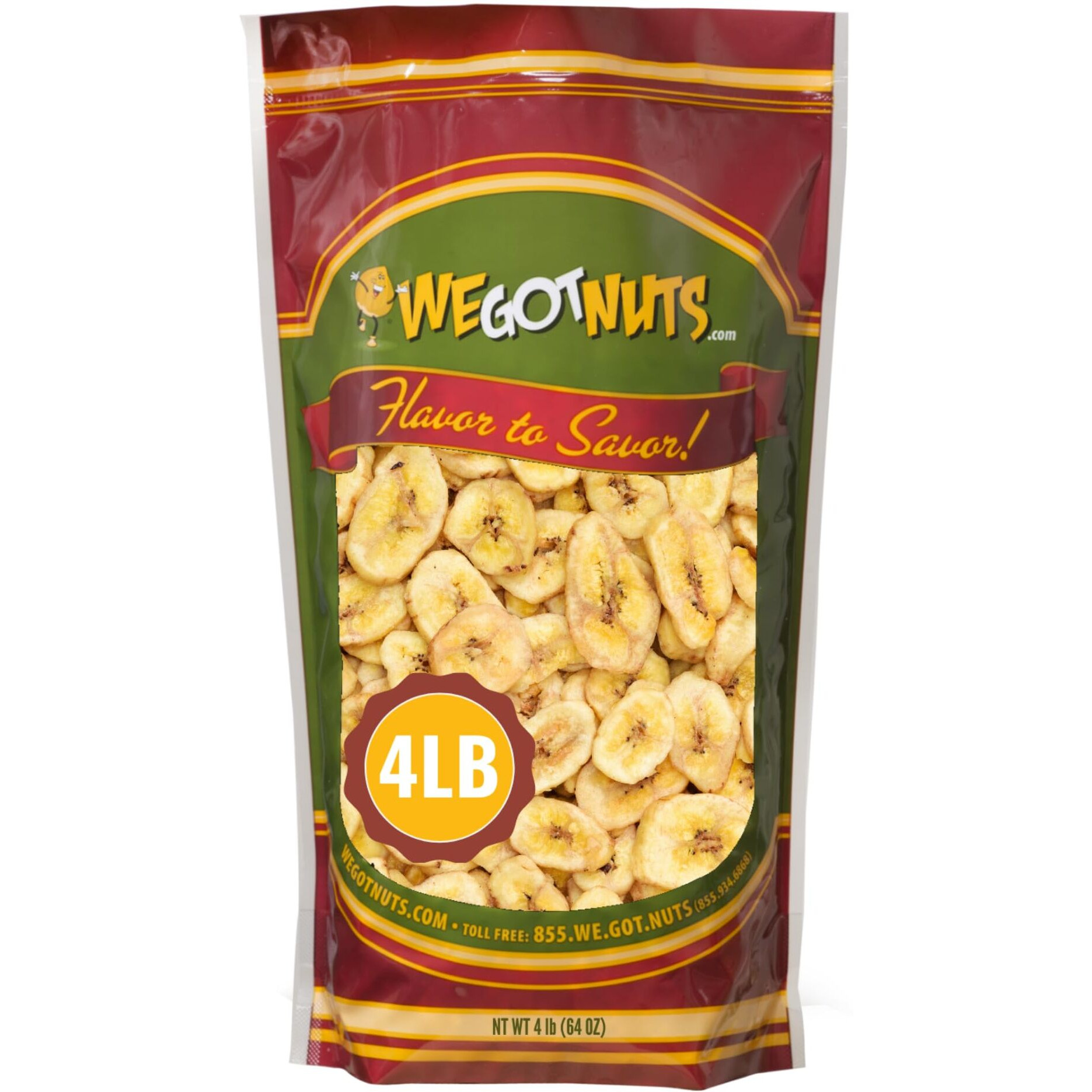 We Got Nuts Sweetened Banana Chips (4 Pounds) Sealed For Freshness - We Got Nuts